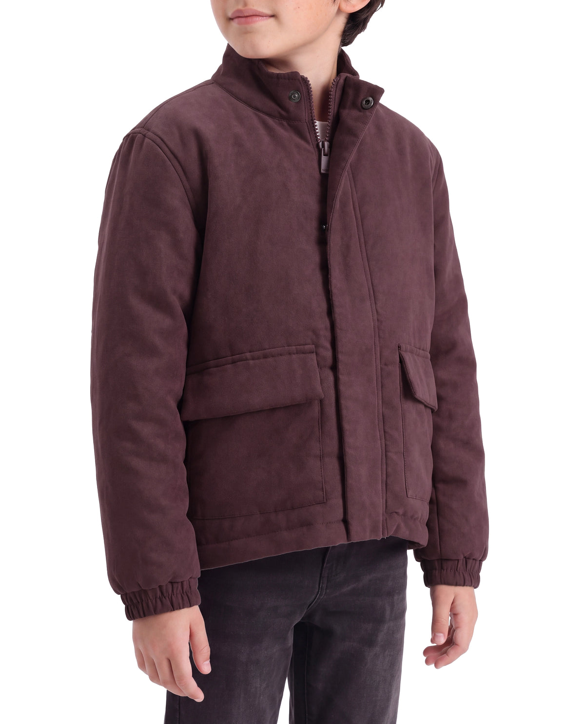 Rare Ones Kids Katpil-25 Maroon Polyester Zipper Closure High Neck Plain Full Sleeves Regular Fit Jacket