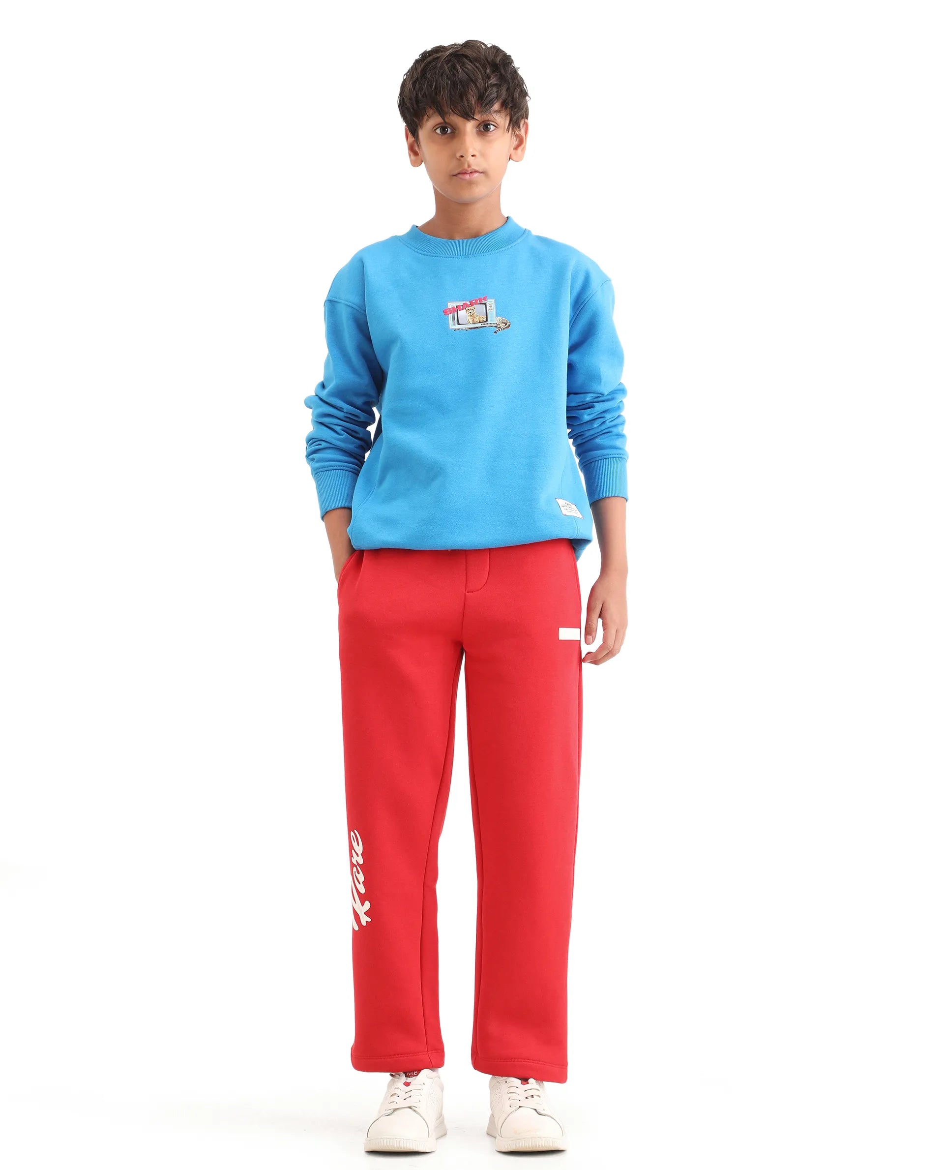 Rare Ones Kids Fabio-B Dark Red Cotton Blend Drawstring Closure Hd Print Straight Fit Trackpant
