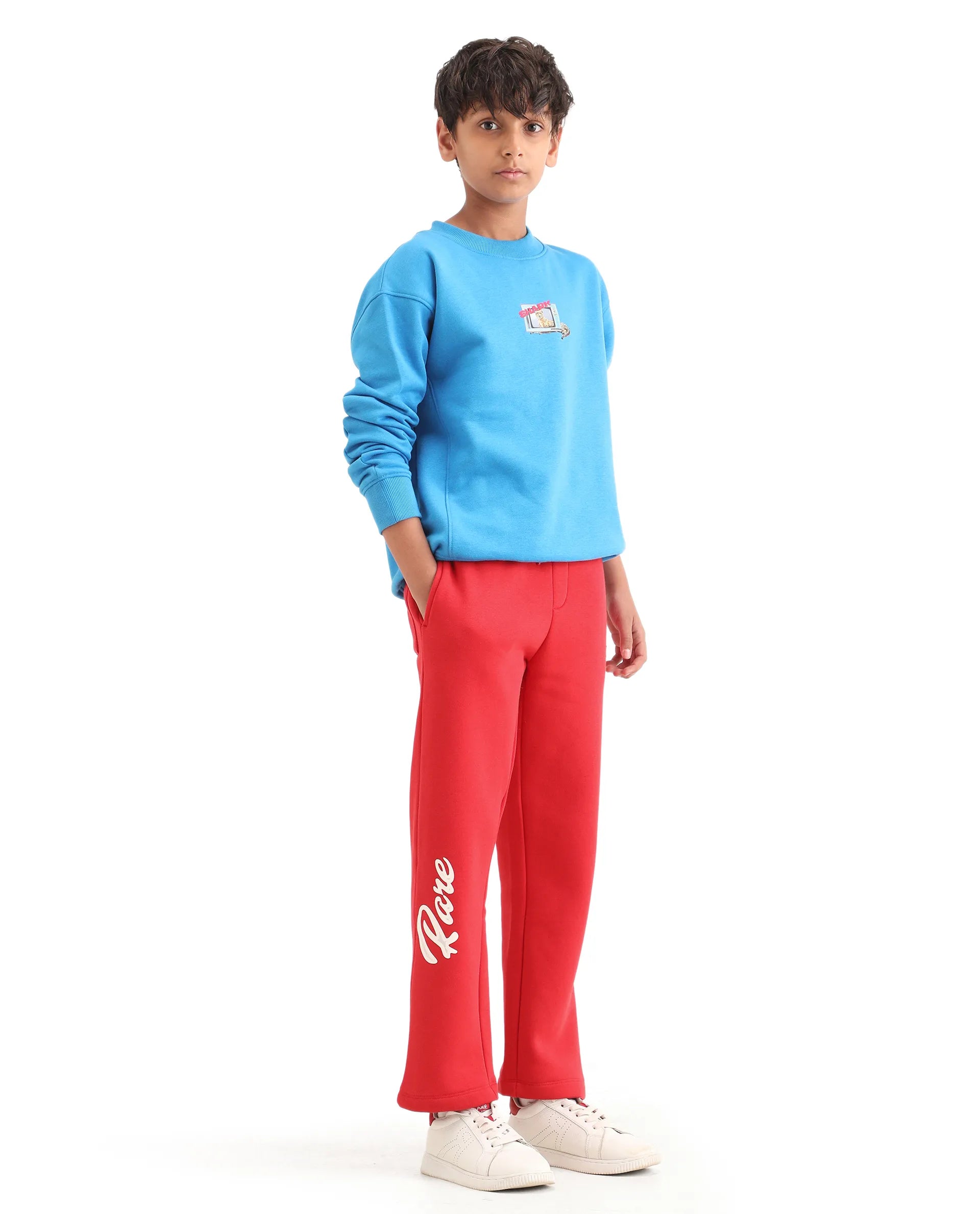 Rare Ones Kids Fabio-B Dark Red Cotton Blend Drawstring Closure Hd Print Straight Fit Trackpant