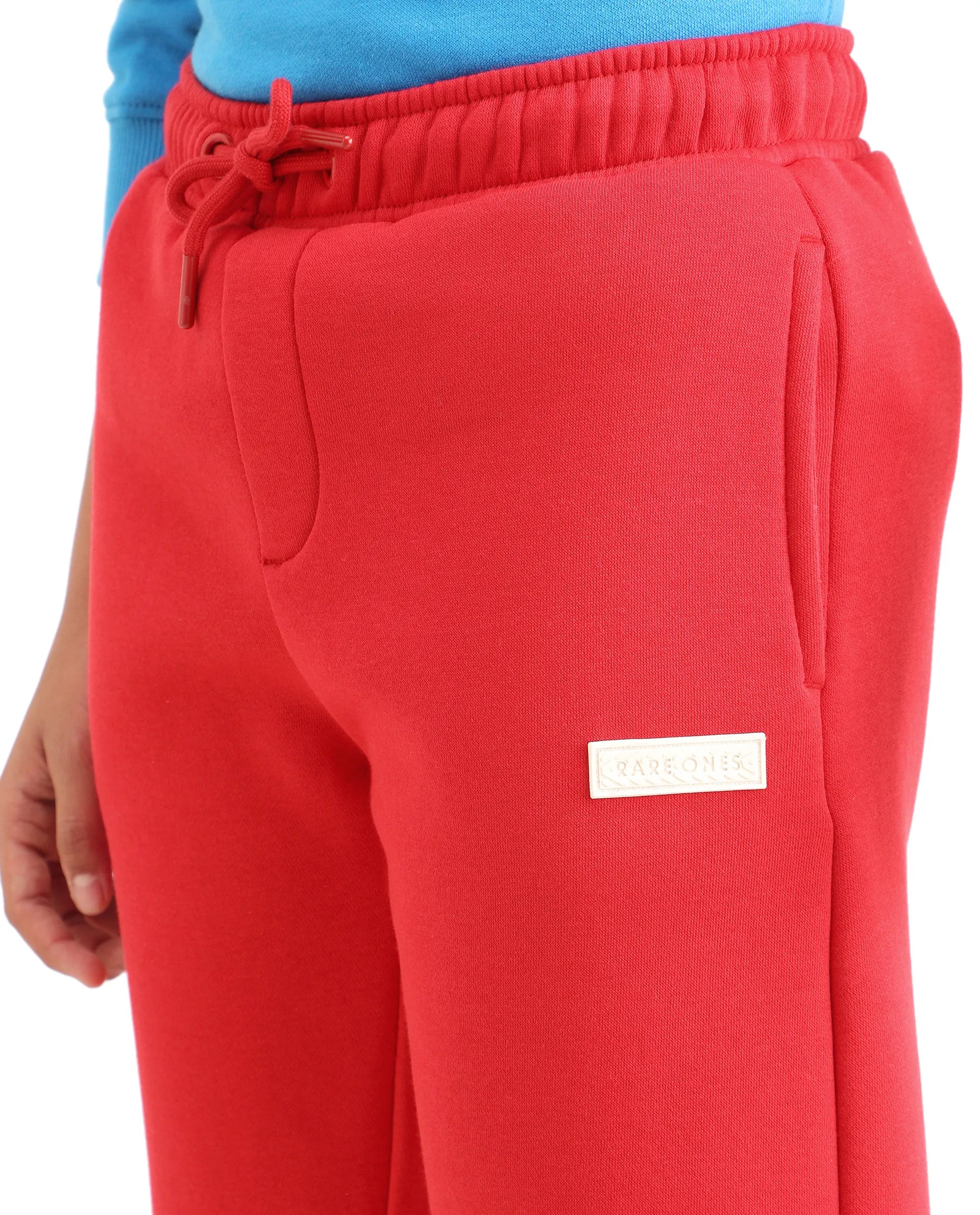 Rare Ones Kids Fabio-B Dark Red Cotton Blend Drawstring Closure Hd Print Straight Fit Trackpant