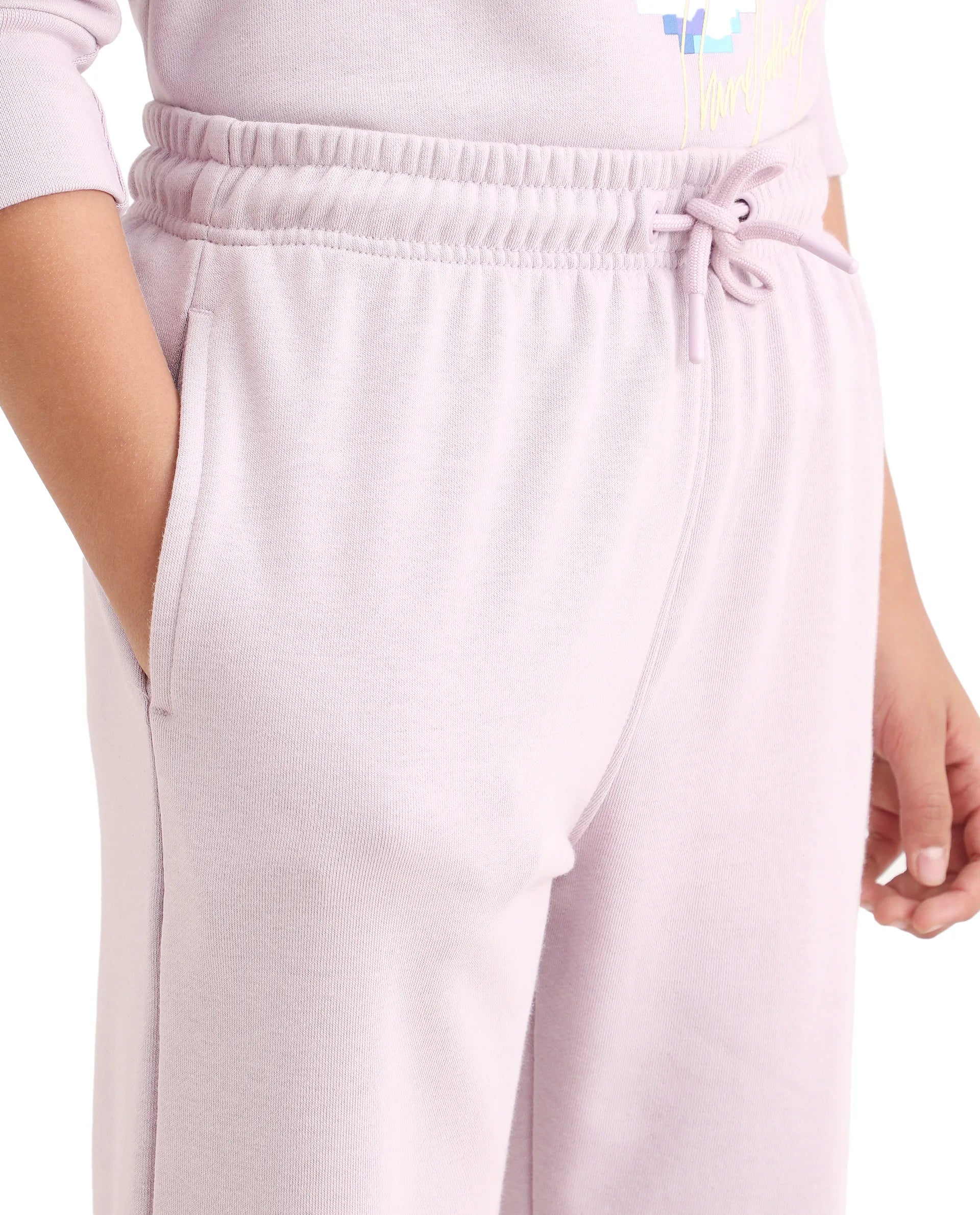Rare Ones Kids Iver-B Pastel Purple Cotton Blend Drawstring Straight Fit Trackpant