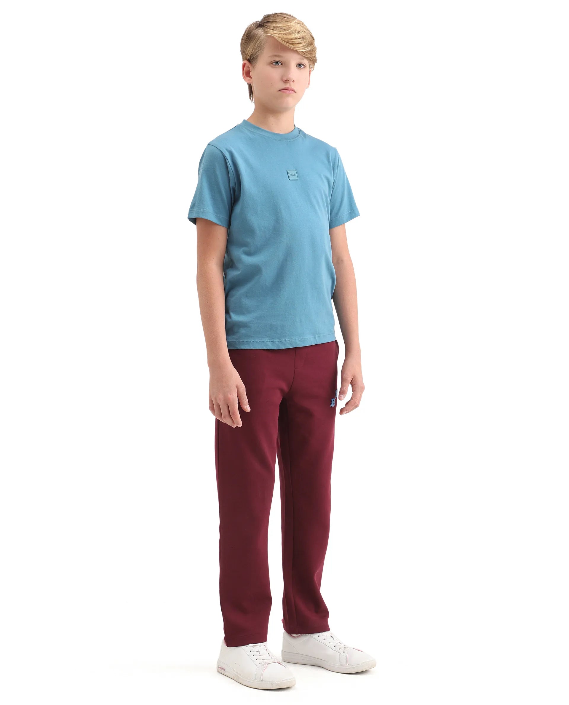 Rare Ones Kids Onyx-B Maroon Cotton Blend Drawstring Closure Graphic Print Straight Fit Trackpant
