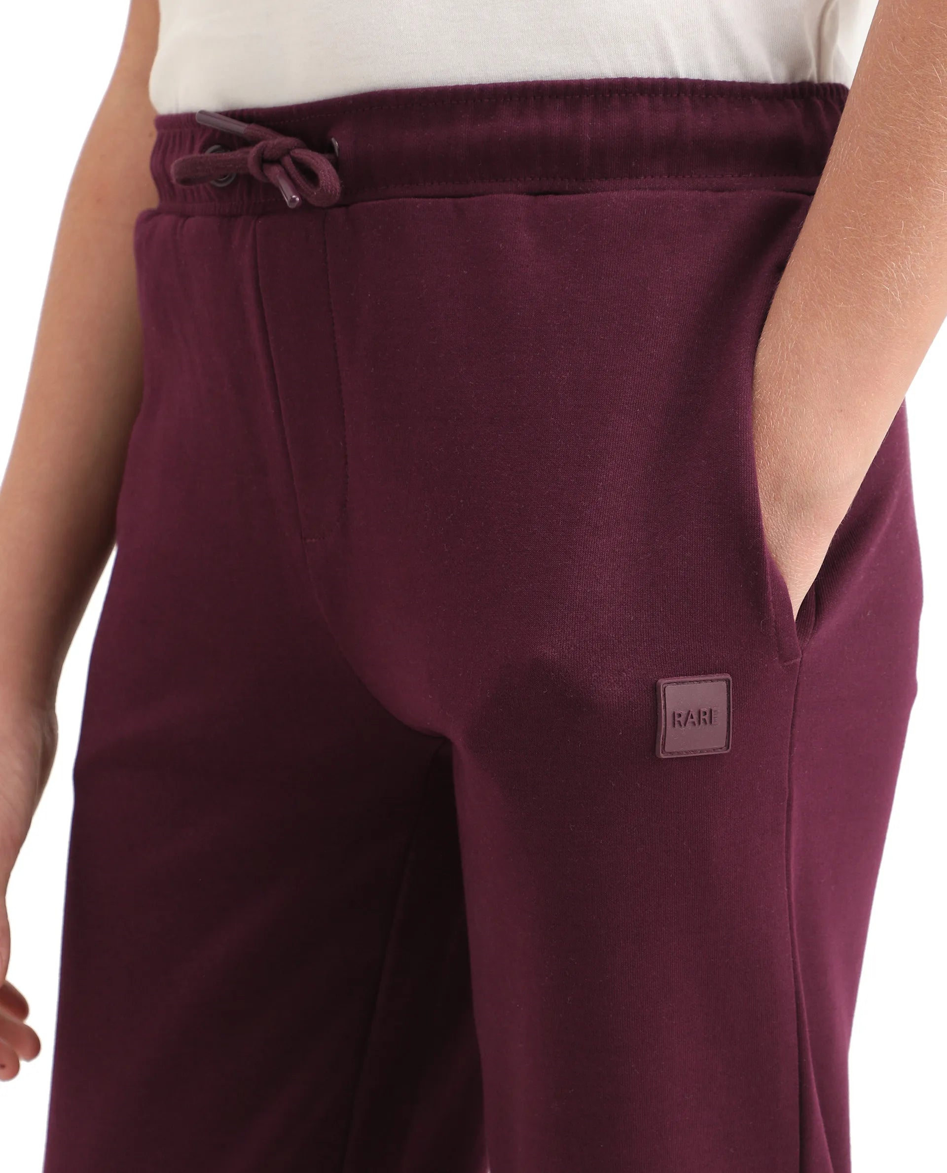 Rare Ones Kids Rune-B Dark Maroon Cotton Blend Drawstring Closure Solid Jogger Fit Trackpant