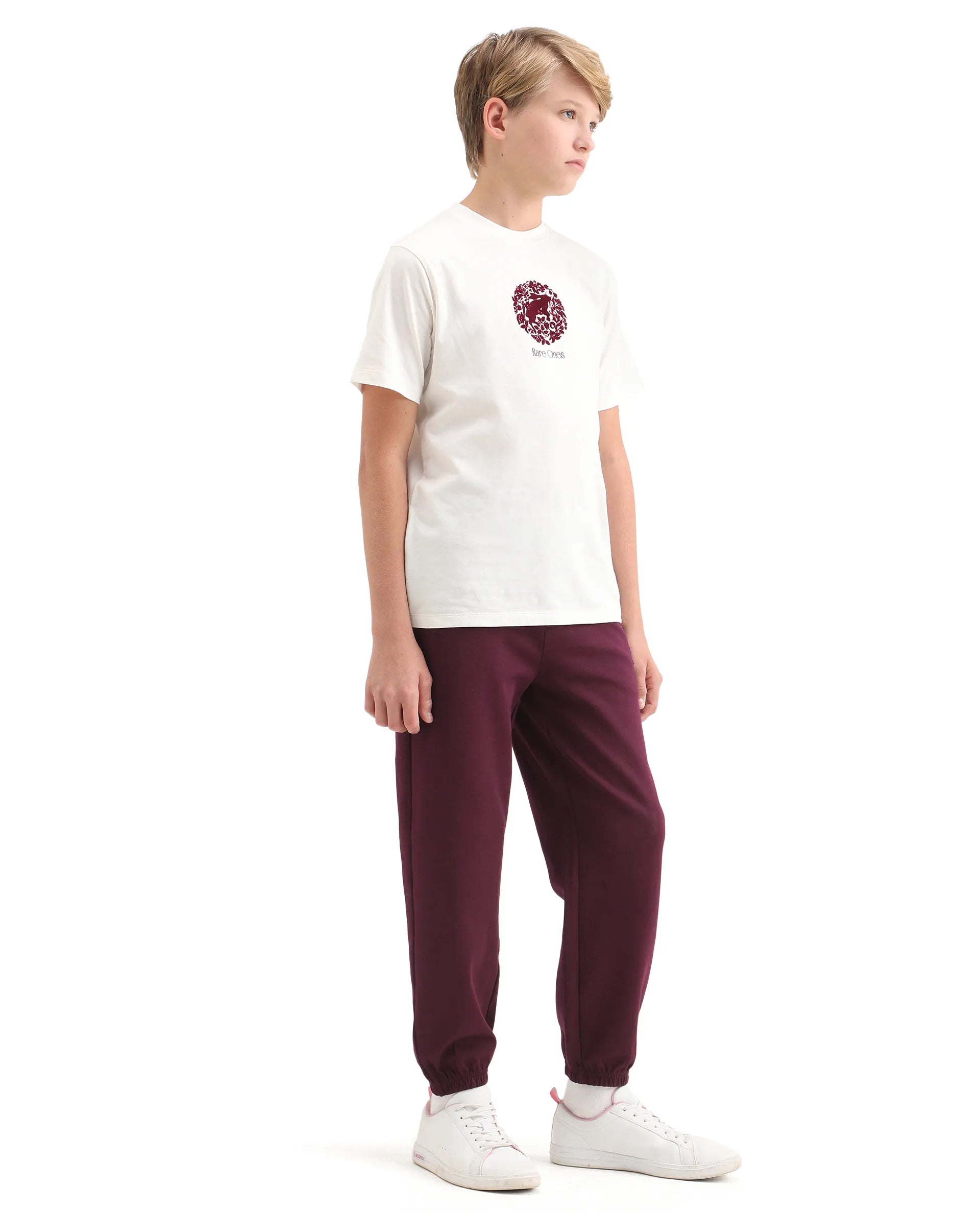 Rare Ones Kids Rune-B Dark Maroon Cotton Blend Drawstring Closure Solid Jogger Fit Trackpant