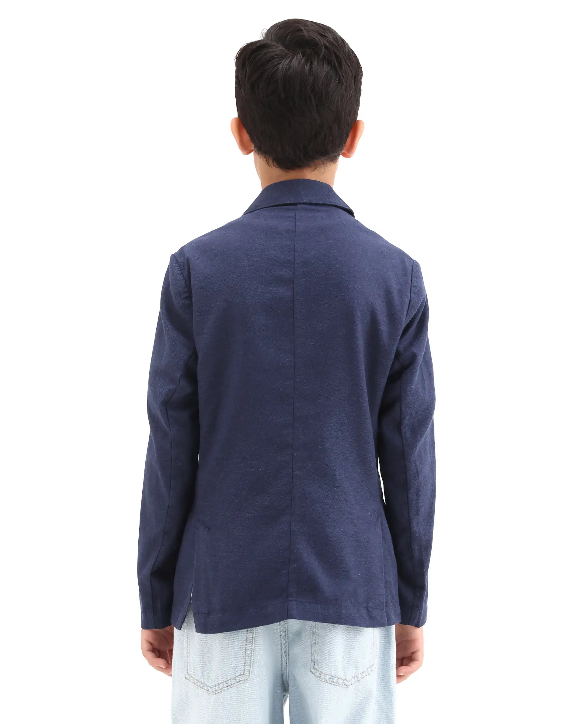Rare Ones Kids Watson Navy Lyocell Blend Solid Button Closure Tailored Fit Blazer