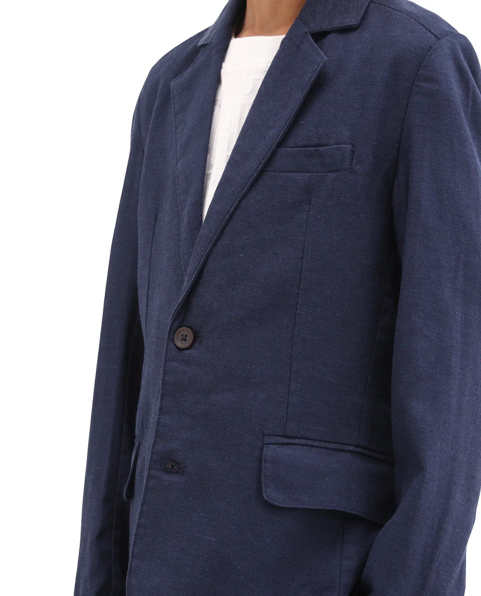 Rare Ones Kids Watson Navy Lyocell Blend Solid Button Closure Tailored Fit Blazer