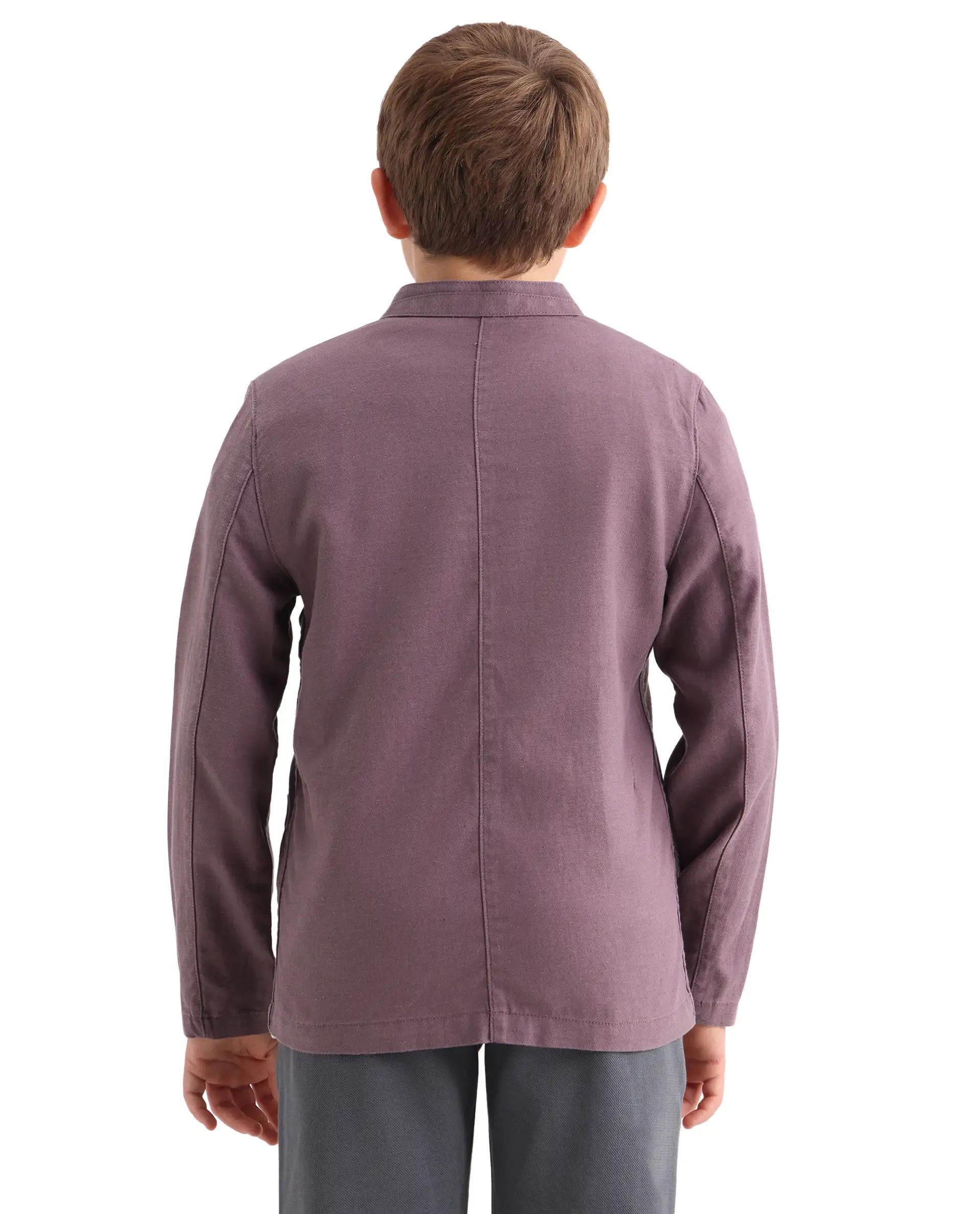Rare Ones Kids Jensen Purple Linen Blend Solid Button Closure Tailored Fit Coat