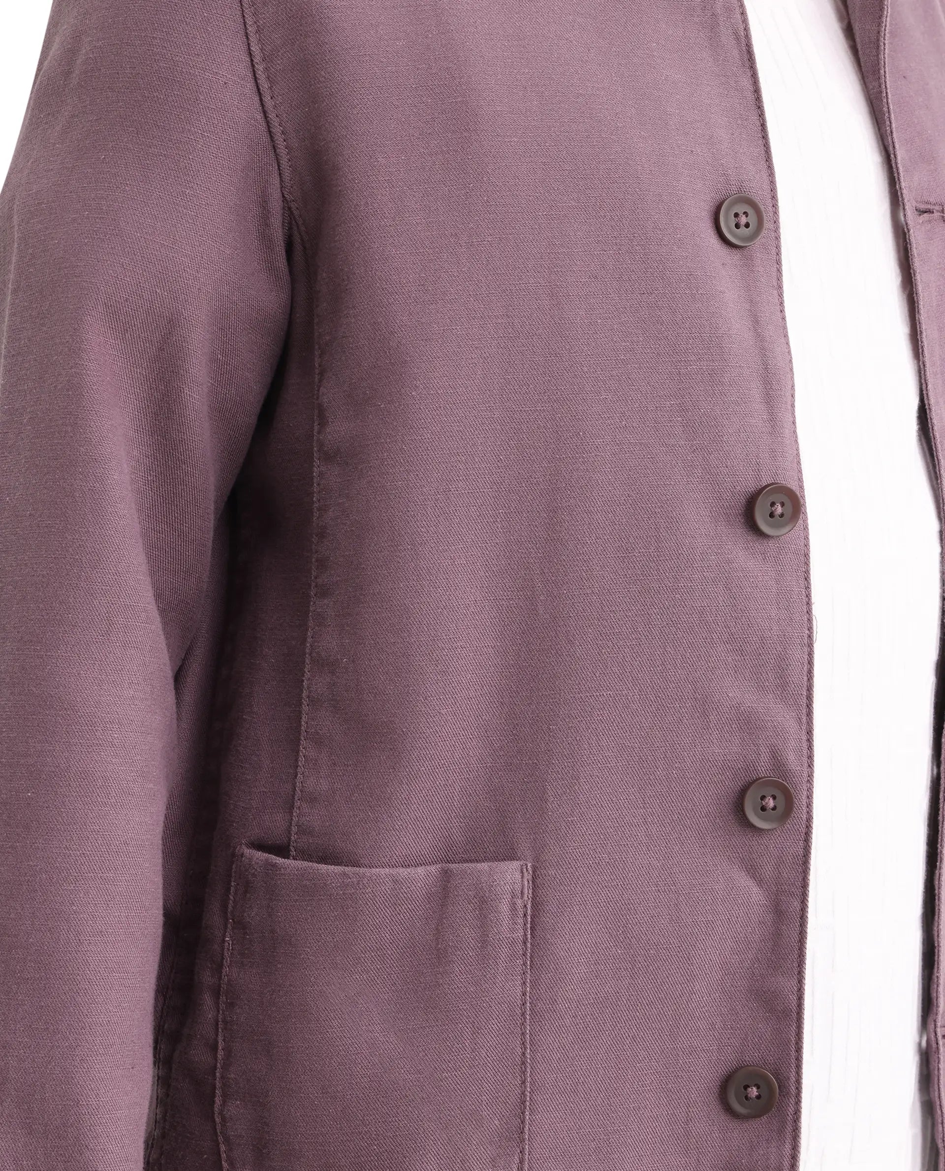 Rare Ones Kids Jensen Purple Linen Blend Solid Button Closure Tailored Fit Coat