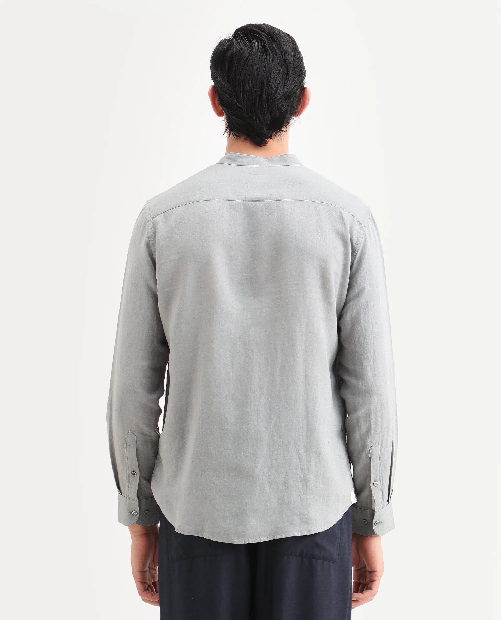 Rare Rabbit Men's Cinex 26 Dusky Olive Linen Blend Fabric Full Sleeve Regular Fit Shirt