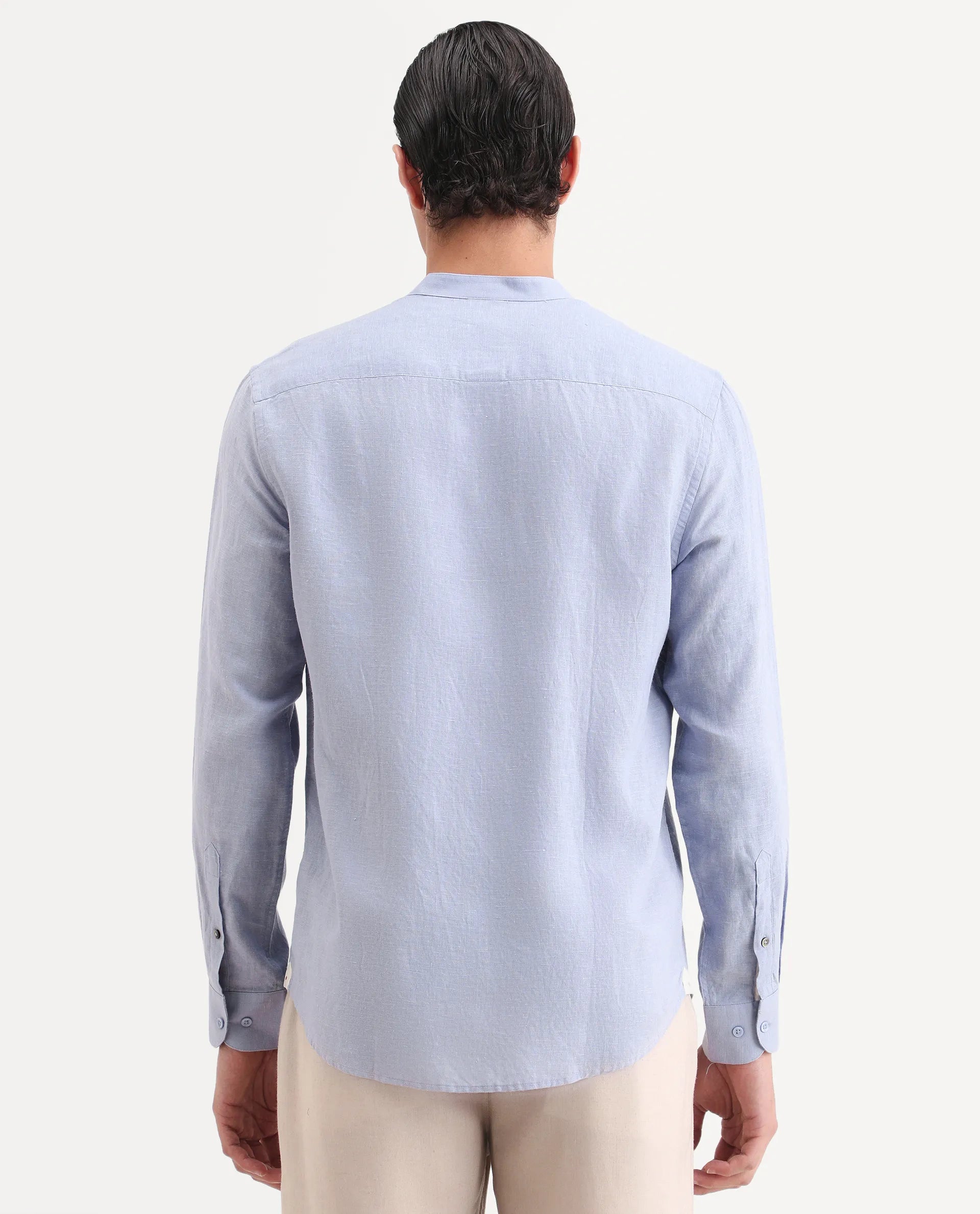 Rare Rabbit Men's Cinex 26 Light Purple Linen Blend Fabric Full Sleeve Regular Fit Shirt