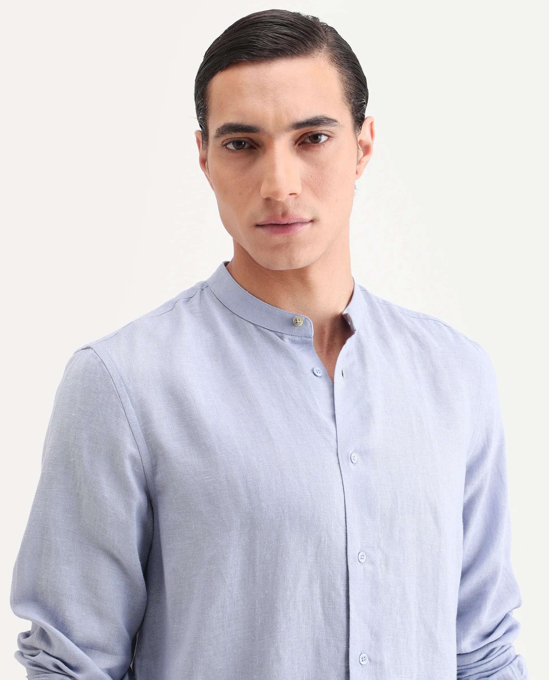 Rare Rabbit Men's Cinex 26 Light Purple Linen Blend Fabric Full Sleeve Regular Fit Shirt