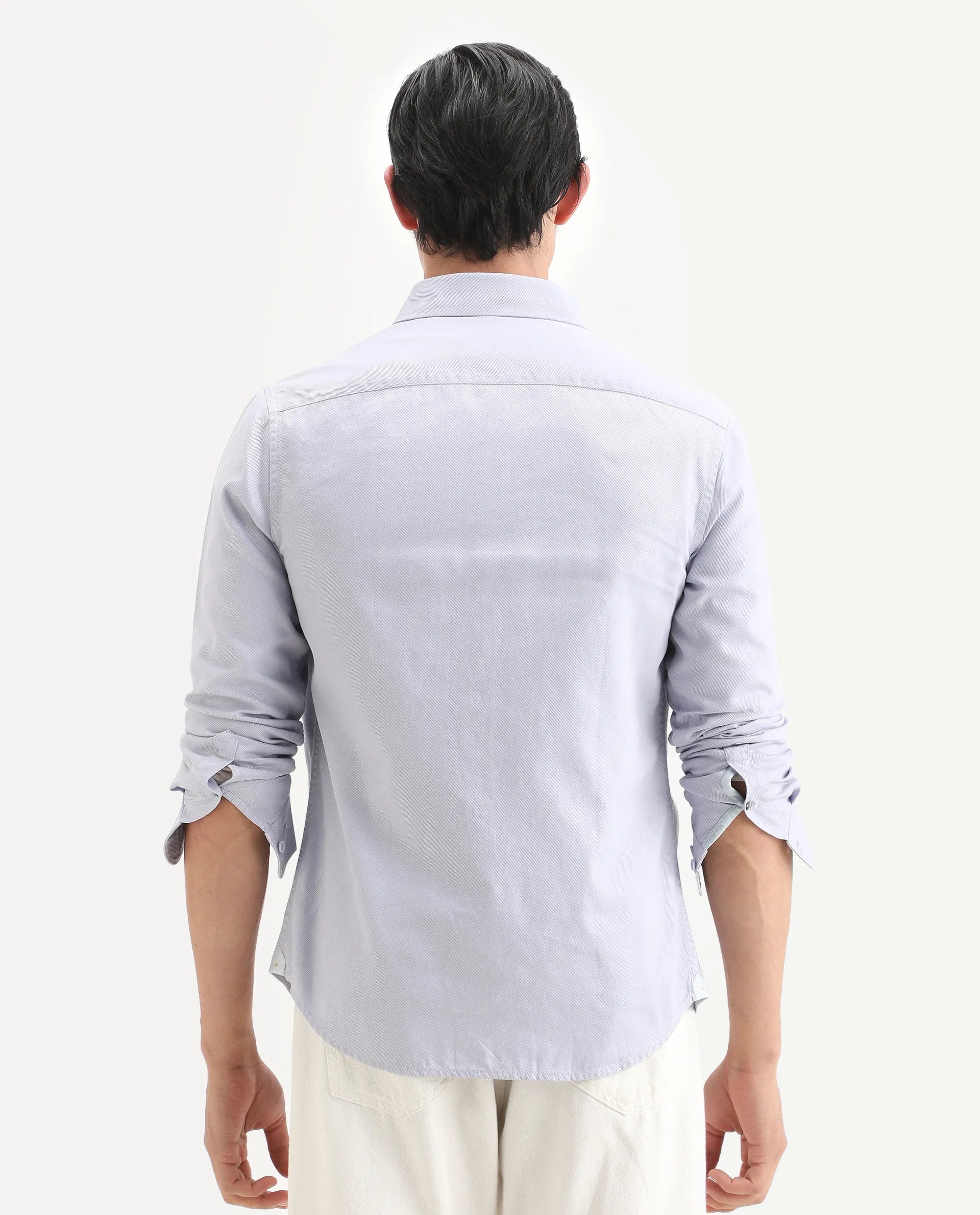 Rare Rabbit Men's Lyton-Ss26 Pastel Blue Lyocell Blend Fabric Full Sleeve Spread Collar Regular Fit Plain Shirt