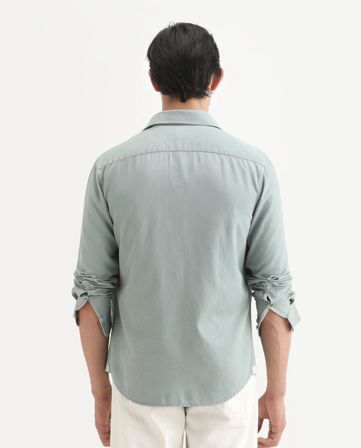 Rare Rabbit Men's Lyton-Ss26 Dusky Green Lyocell Blend Fabric Full Sleeve Spread Collar Regular Fit Plain Shirt