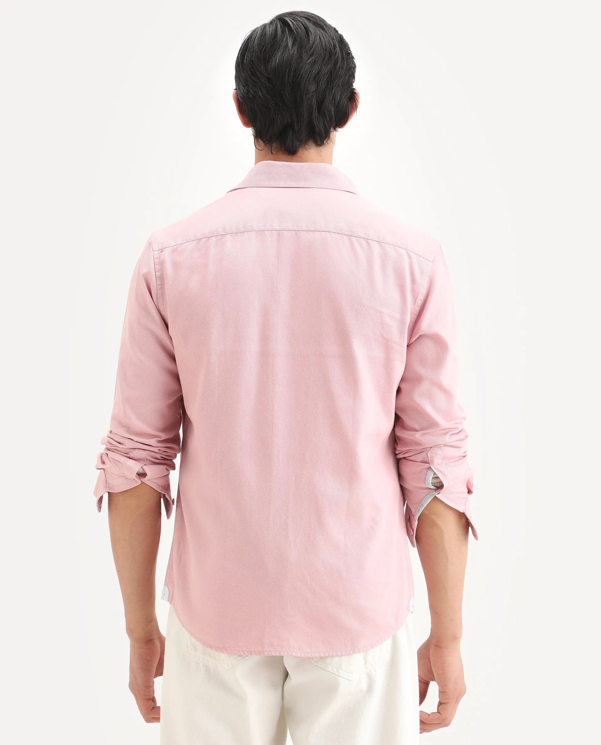 Rare Rabbit Men's Lyton-Ss26 Pastel Pink Lyocell Blend Fabric Full Sleeve Spread Collar Regular Fit Plain Shirt