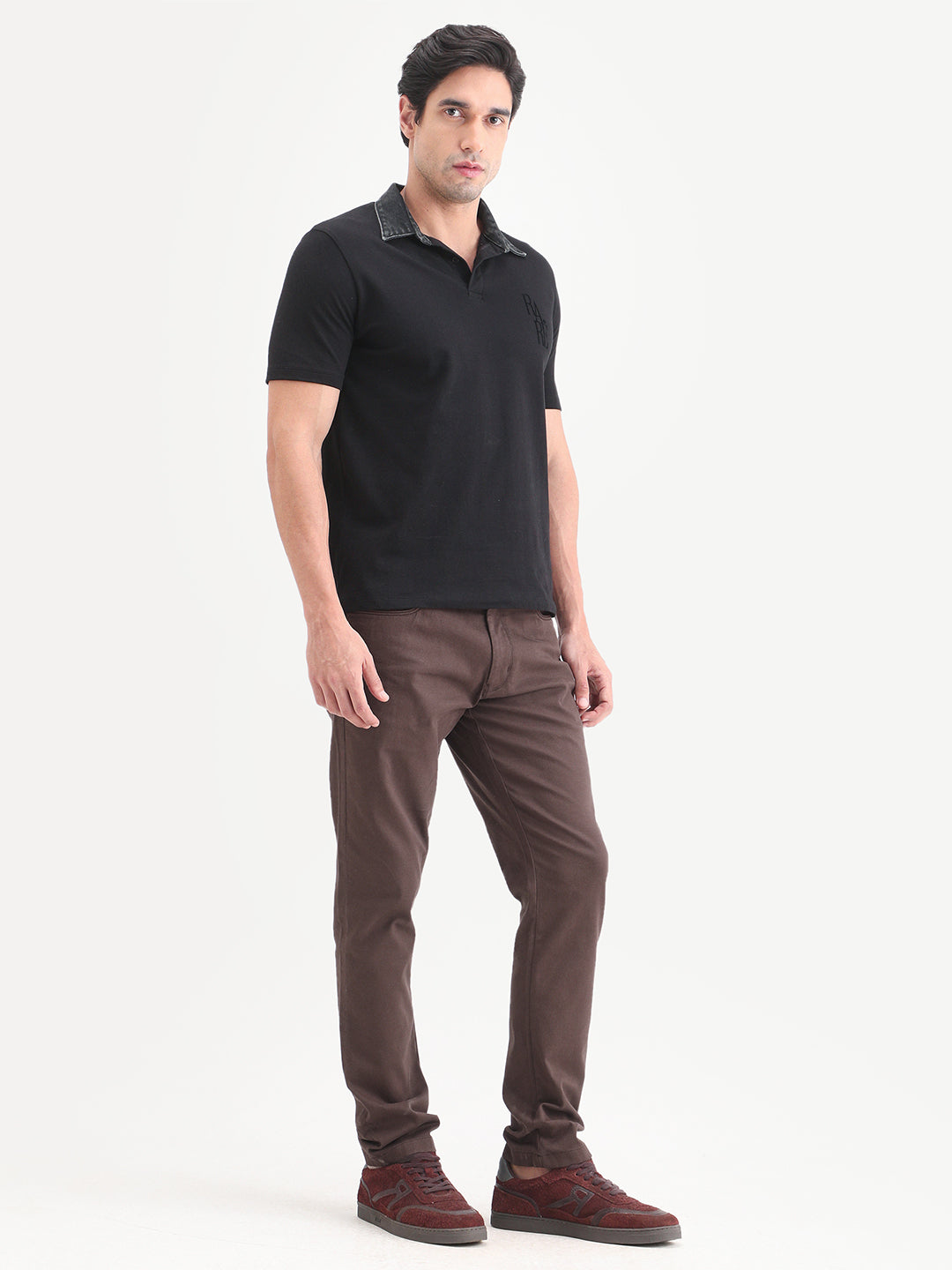 Rare Rabbit Men's Spoke-Ss26 Brown Cotton Blend Fabric Regular Fit Plain Trouser