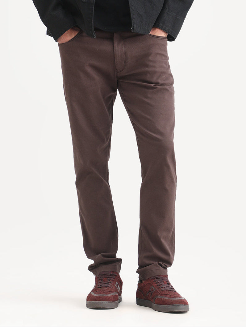 Rare Rabbit Men's Spoke-Ss26 Brown Cotton Blend Fabric Regular Fit Plain Trouser