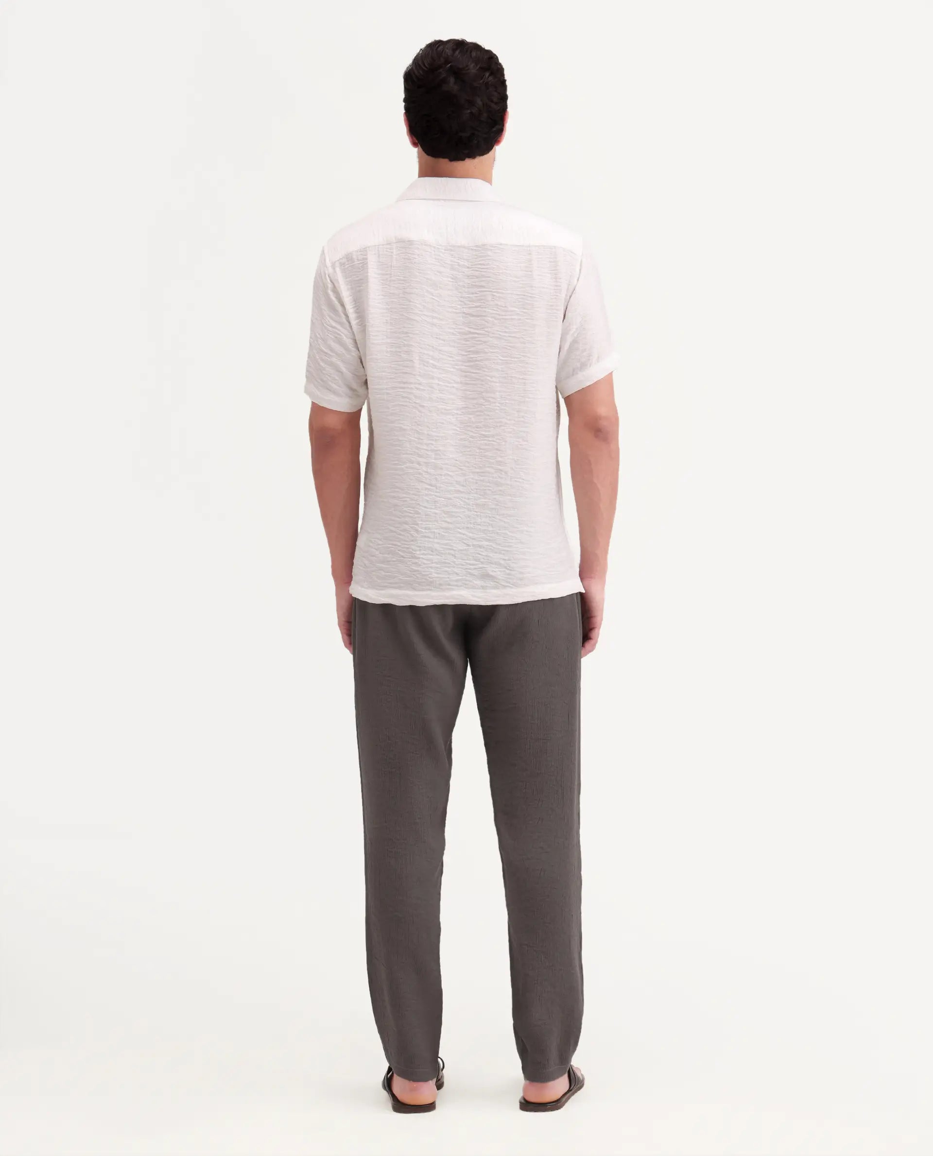 Rare Rabbit Men's Tali-T Dark Grey Viscose Blend Fabric Regular Fit Plain Trouser