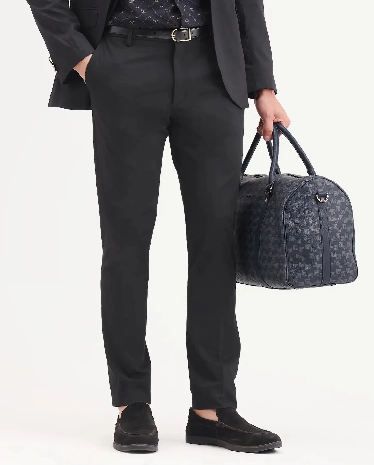 Rare Rabbit Men's Arcade-Ss26 Black Polyester Blend Fabric Regular Fit Plain Trouser
