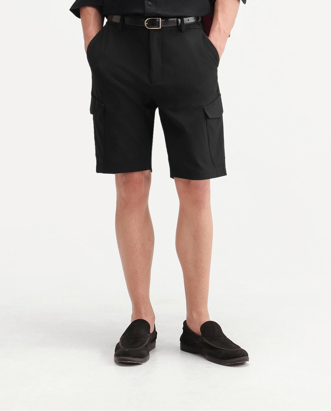 Rare Rabbit Men's Tripco-Ss26 Black Polyester Blend Fabric Relaxed Fit Plain Shorts