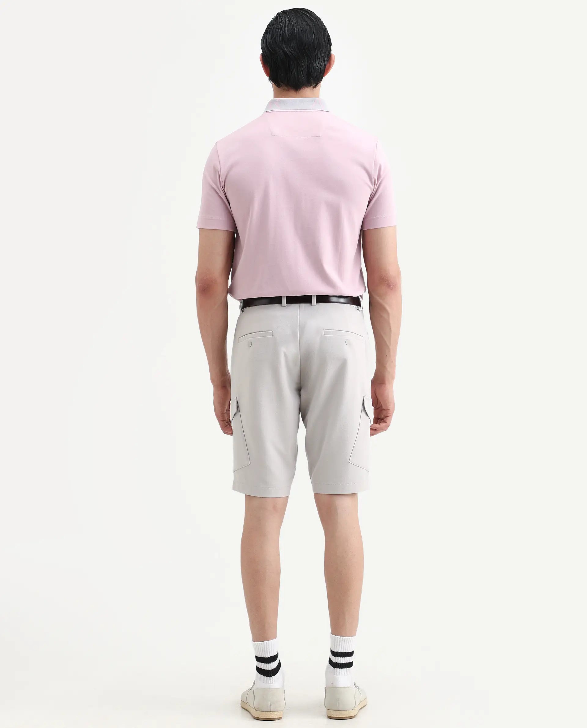 Rare Rabbit Men's Tripco-Ss26 Light Beige Polyester Blend Fabric Relaxed Fit Plain Shorts