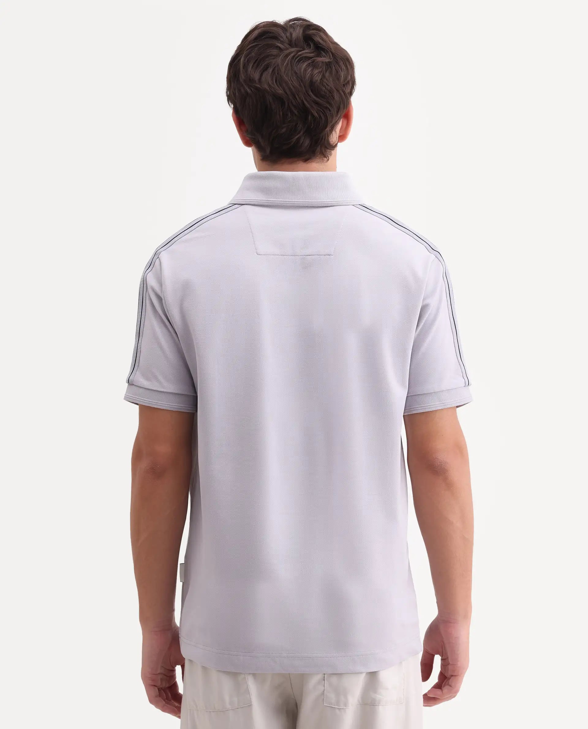Rare Rabbit Men's Cron-S26 Pastel Purple Cotton Blend Fabric Half Sleeve Spread Collar Regular Fit Plain Polo