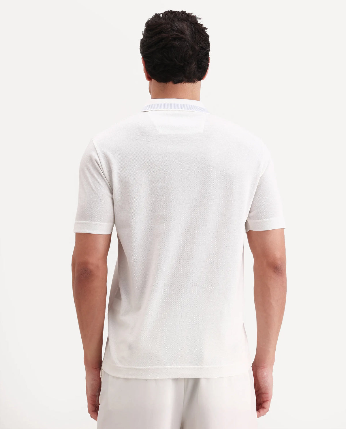 Rare Rabbit Men's Flint White Cotton Fabric Half Sleeve Spread Collar Regular Fit Plain Polo