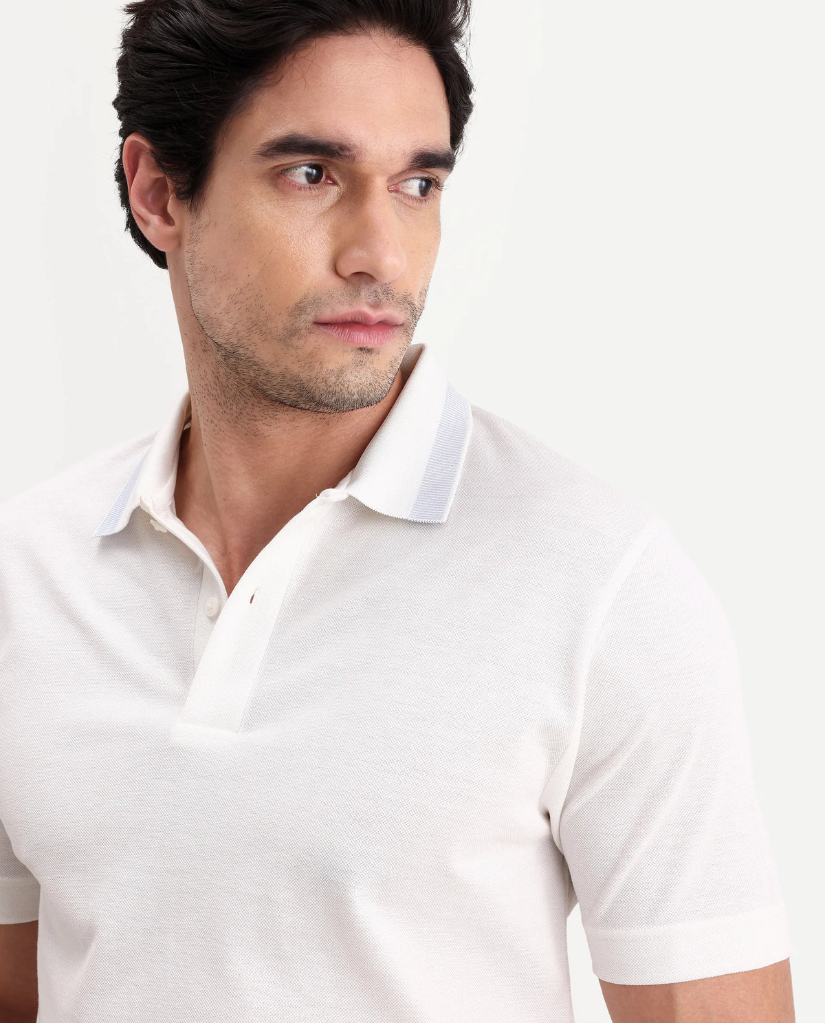 Rare Rabbit Men's Flint White Cotton Fabric Half Sleeve Spread Collar Regular Fit Plain Polo