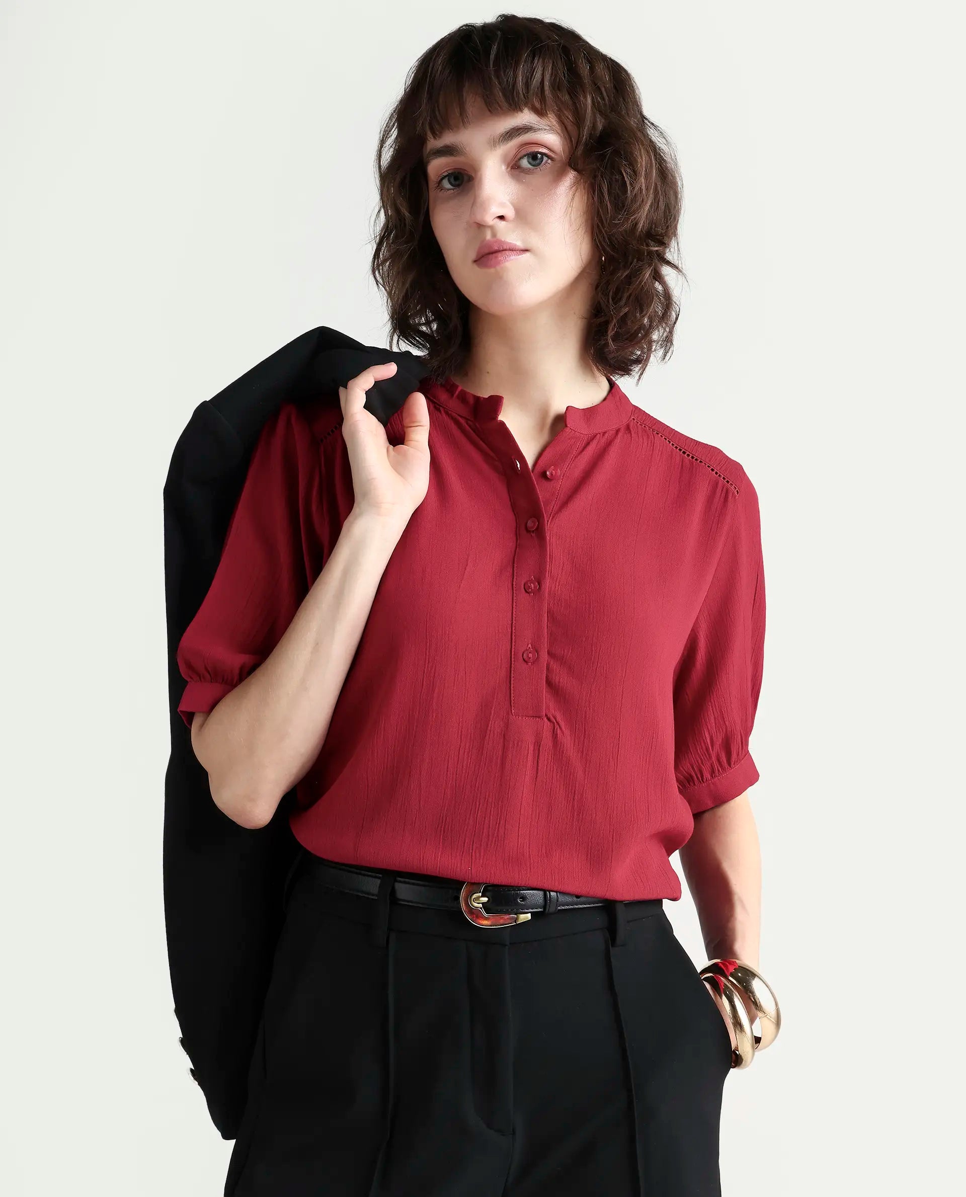 Rareism Women's Elane Red Ct Plain Top