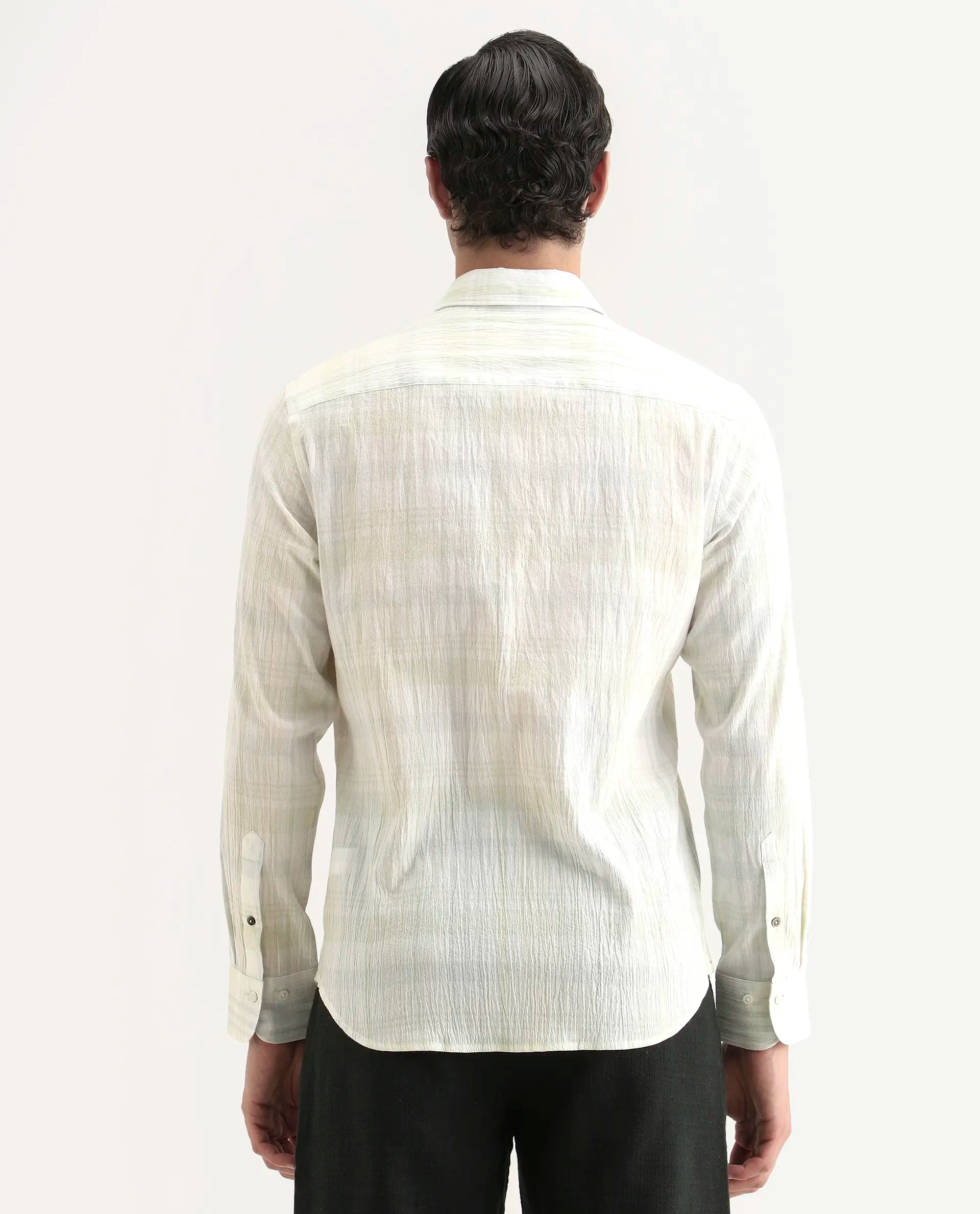 Rare Rabbit Men's Pinge-26 Pastel Green Cotton Fabric Full Sleeve Spread Collar Regular Fit Checked Shirt