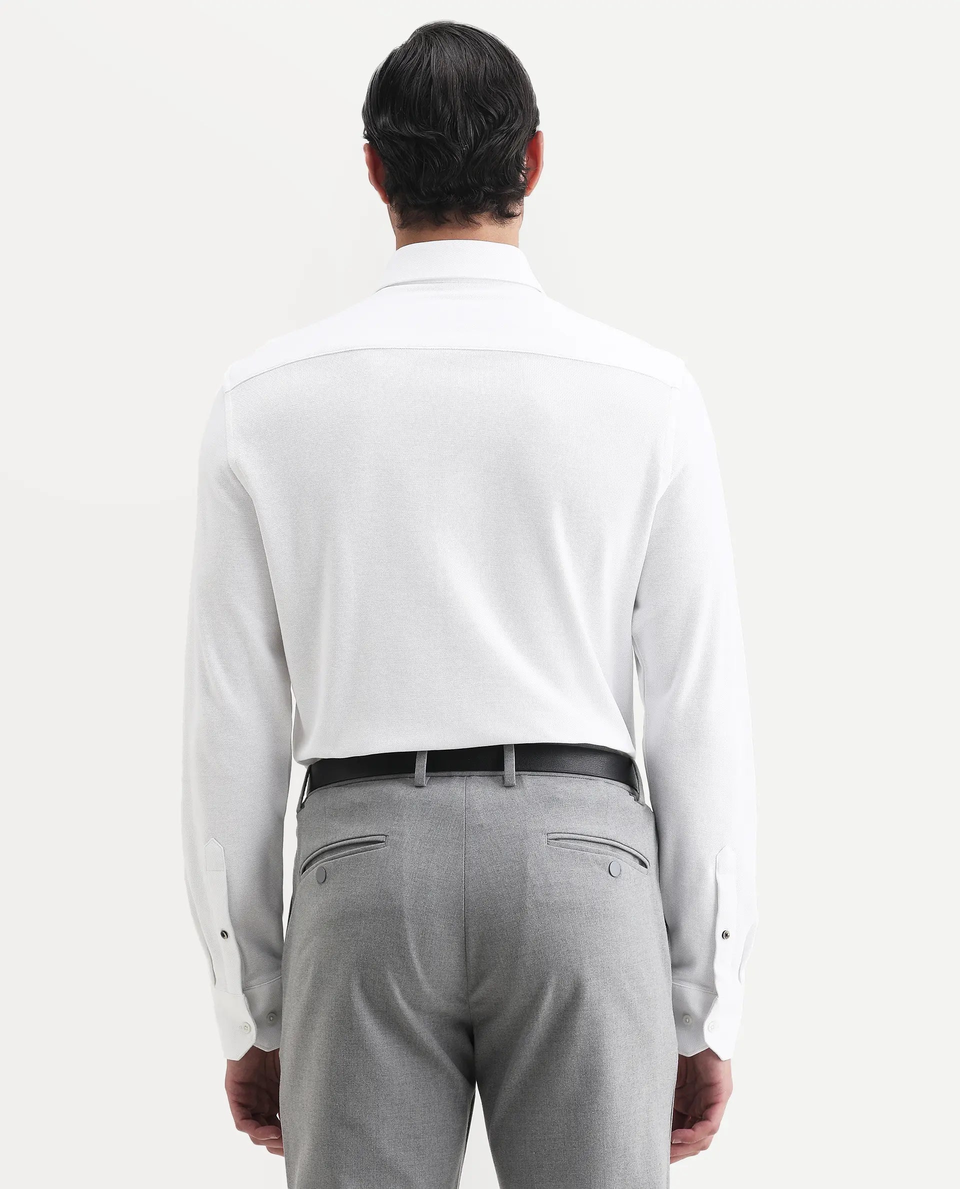 Rare Rabbit Men's Vane-Ss26 White Cotton Fabric Full Sleeve Regular Fit Plain Shirt