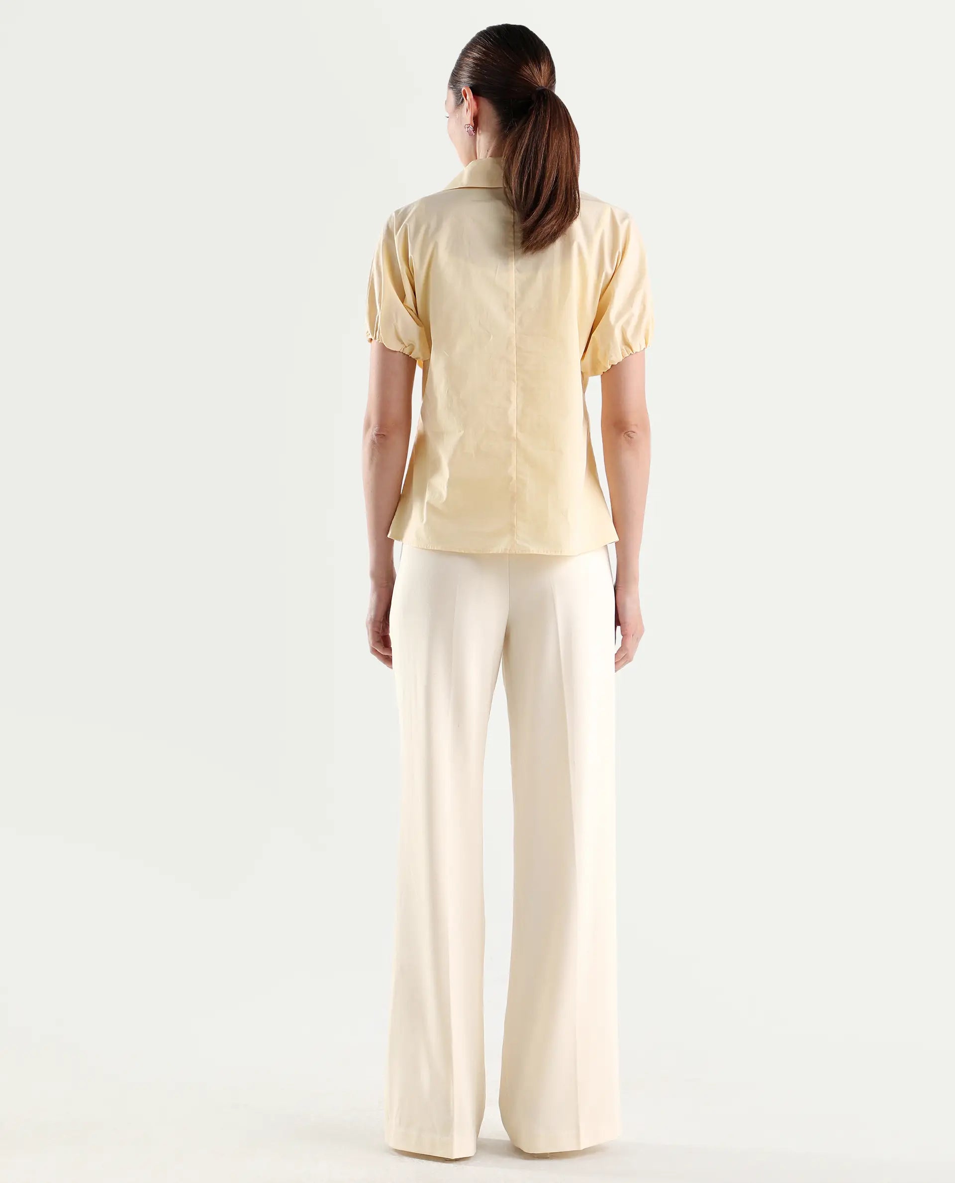 Rareism Women's Widy Off White Viscose Wide Plain Trouser