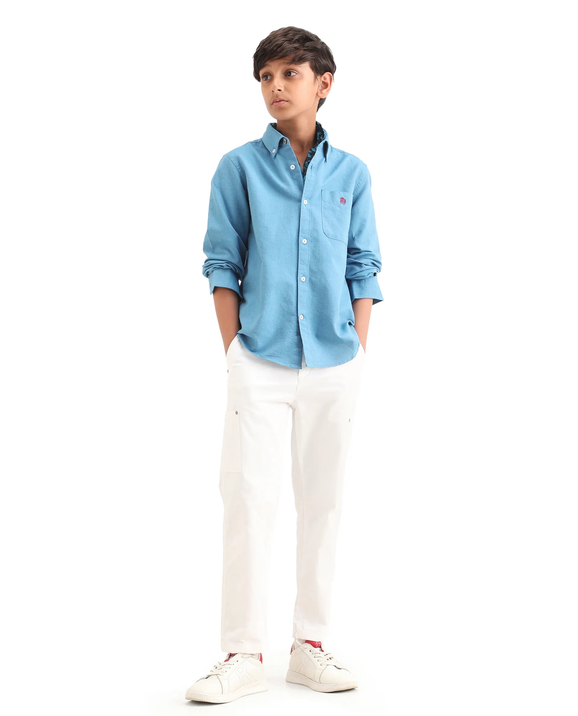 Rare Ones Kids Jac-26 Blue Cotton Button Closure Regular Fit Shirt