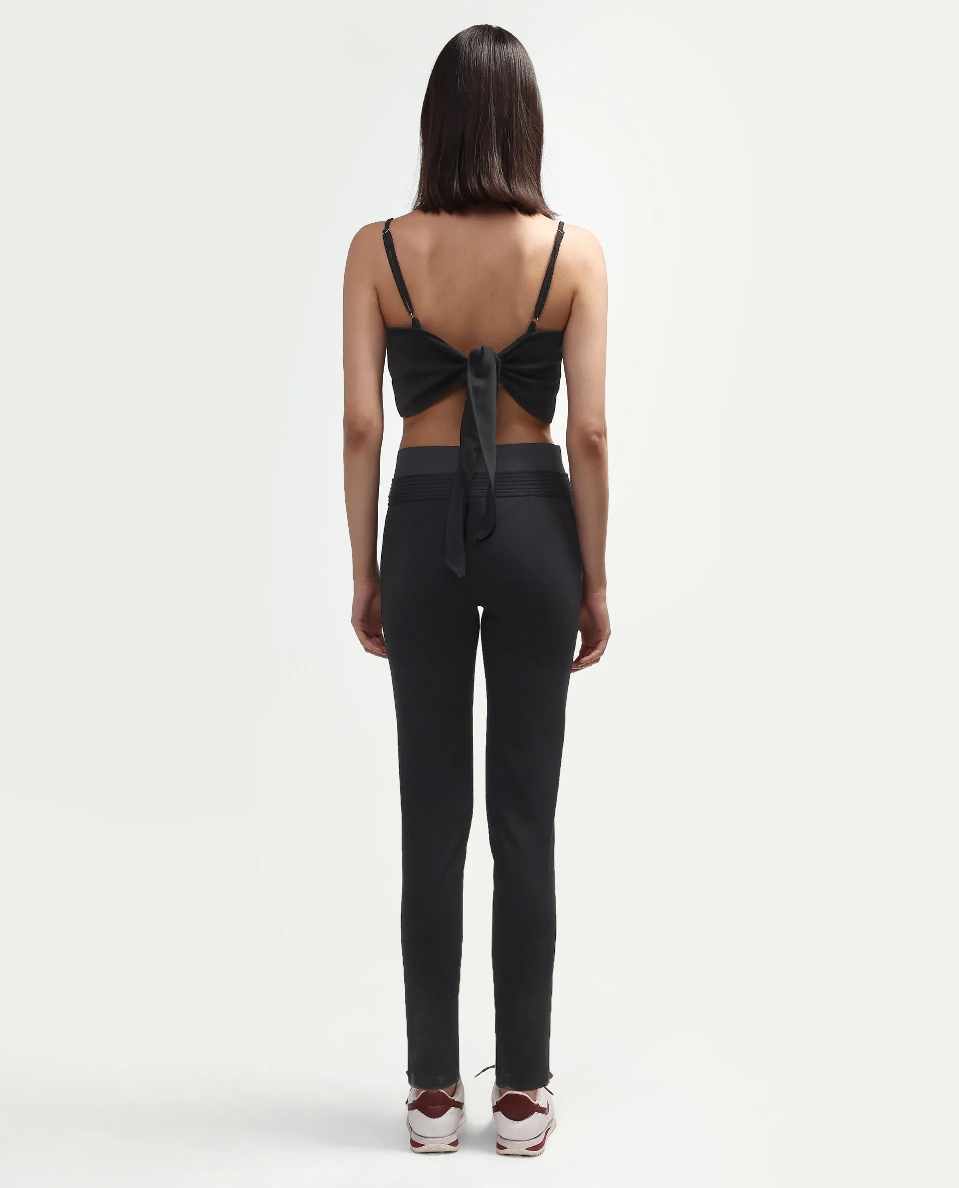 Rareism Women's Jancuro-S26 Black Viscose Blend Slim Fit Plain Trouser