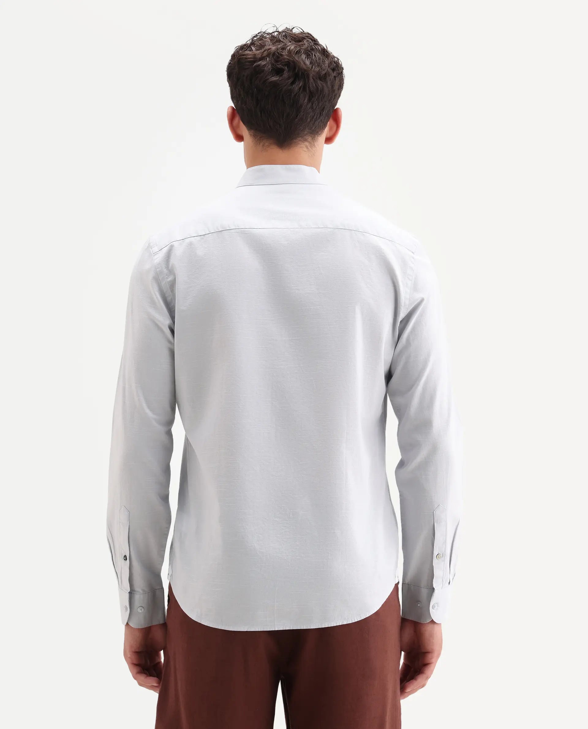 Rare Rabbit Men's Cadex Light Purple Cotton Fabric Full Sleeve Mandarin Collar Regular Fit Plain Shirt