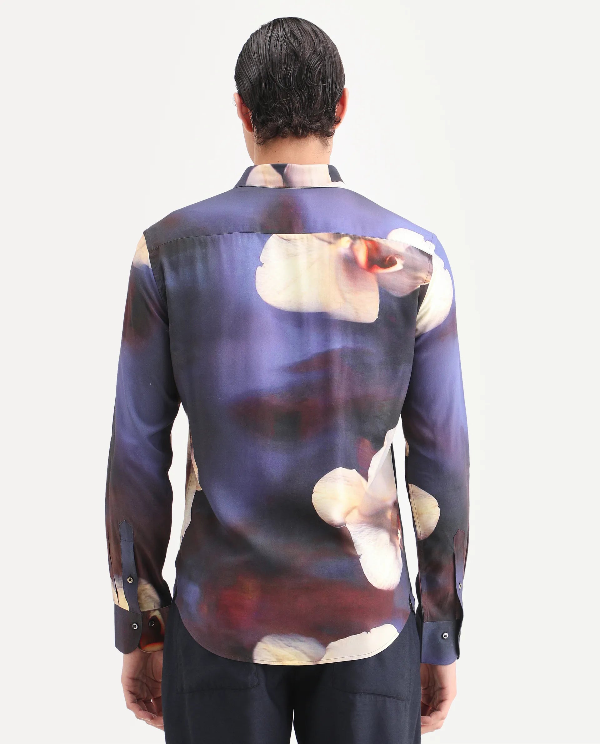 Rare Rabbit Men's Jemp 2 Purple Viscose Fabric Full Sleeve Spread Collar Regular Fit Floral Print Shirt