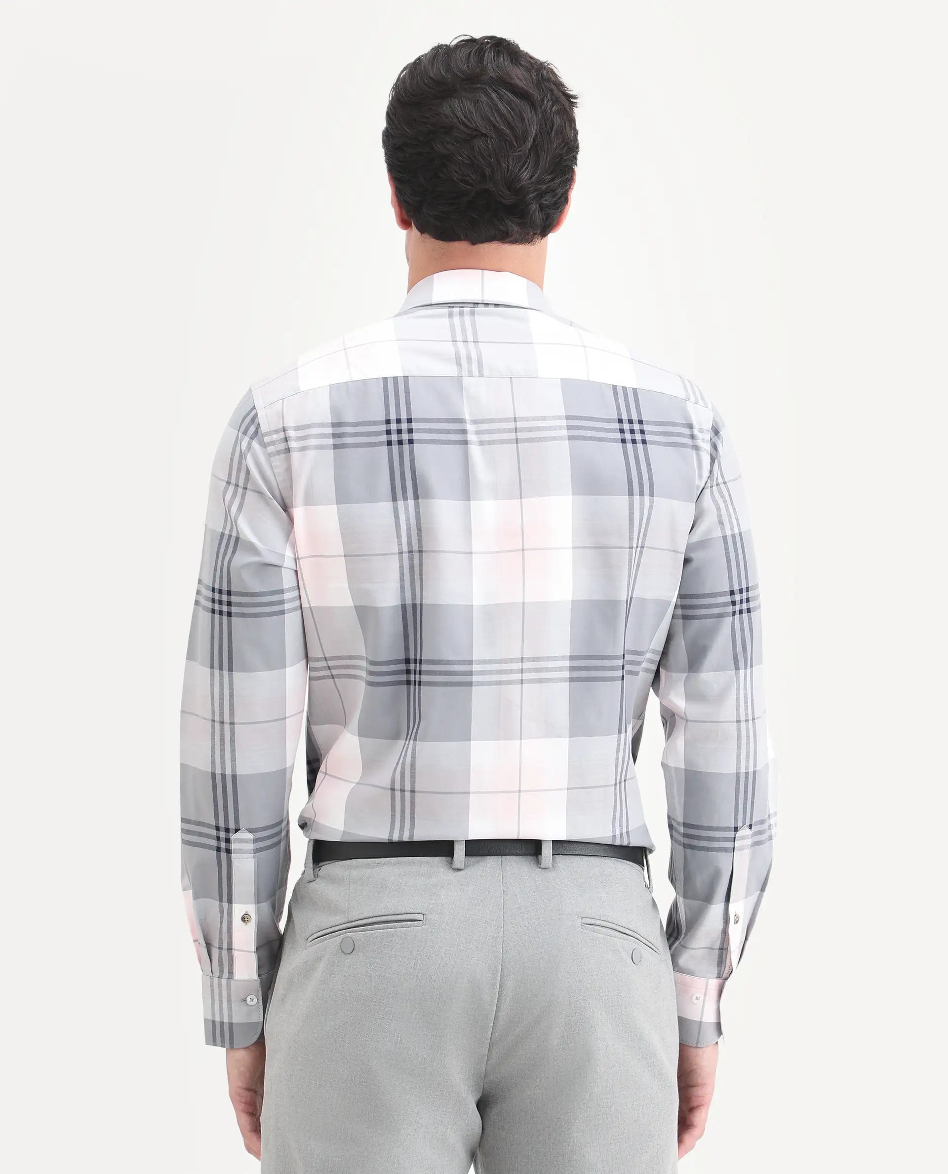 Rare Rabbit Men's Ryett-26 Pink Cotton Fabric Full Sleeve Spread Collar Regular Fit Checked Shirt