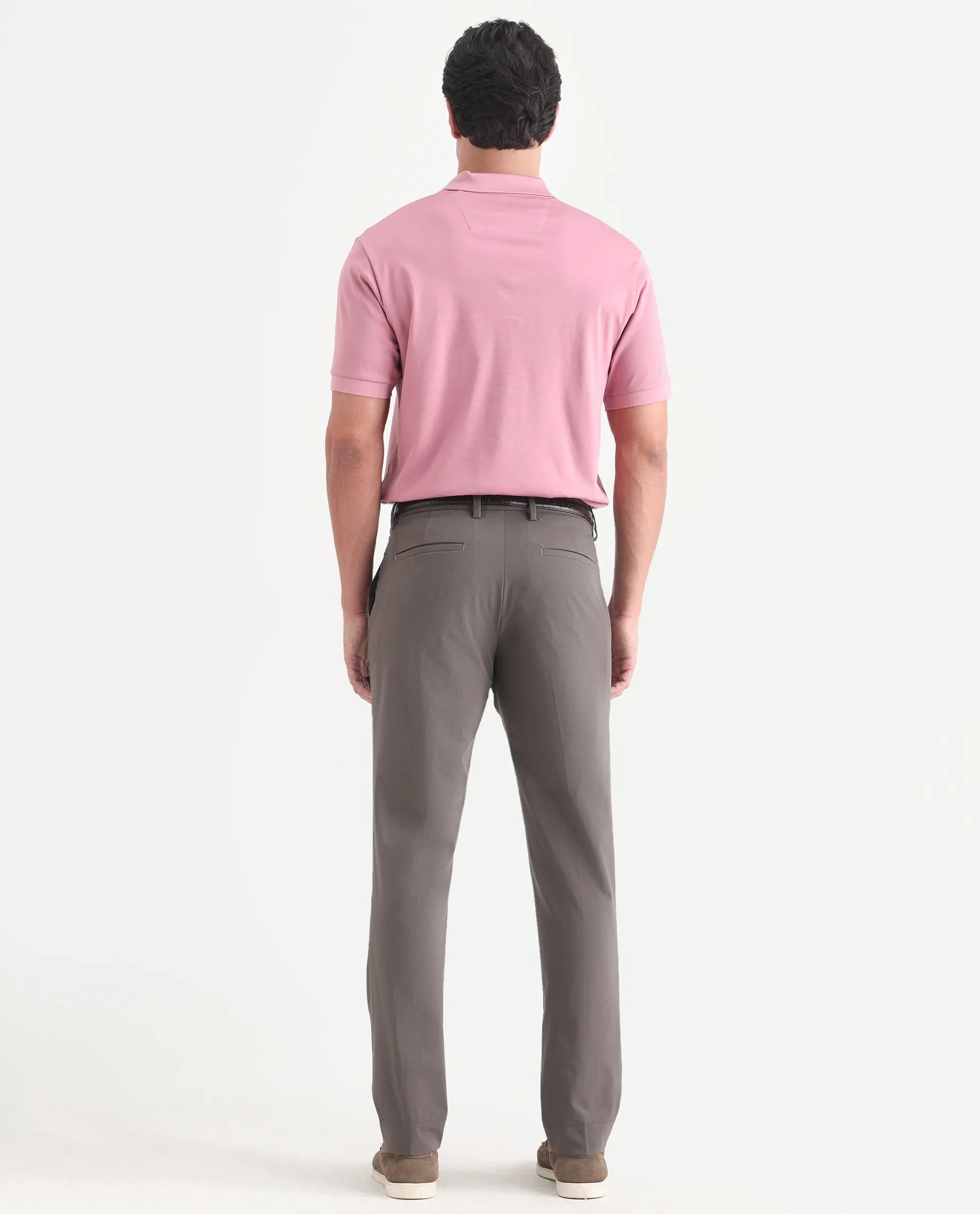 Rare Rabbit Men's Arcade-Lite Light Brown Polyester Blend Fabric Regular Fit Plain Trouser