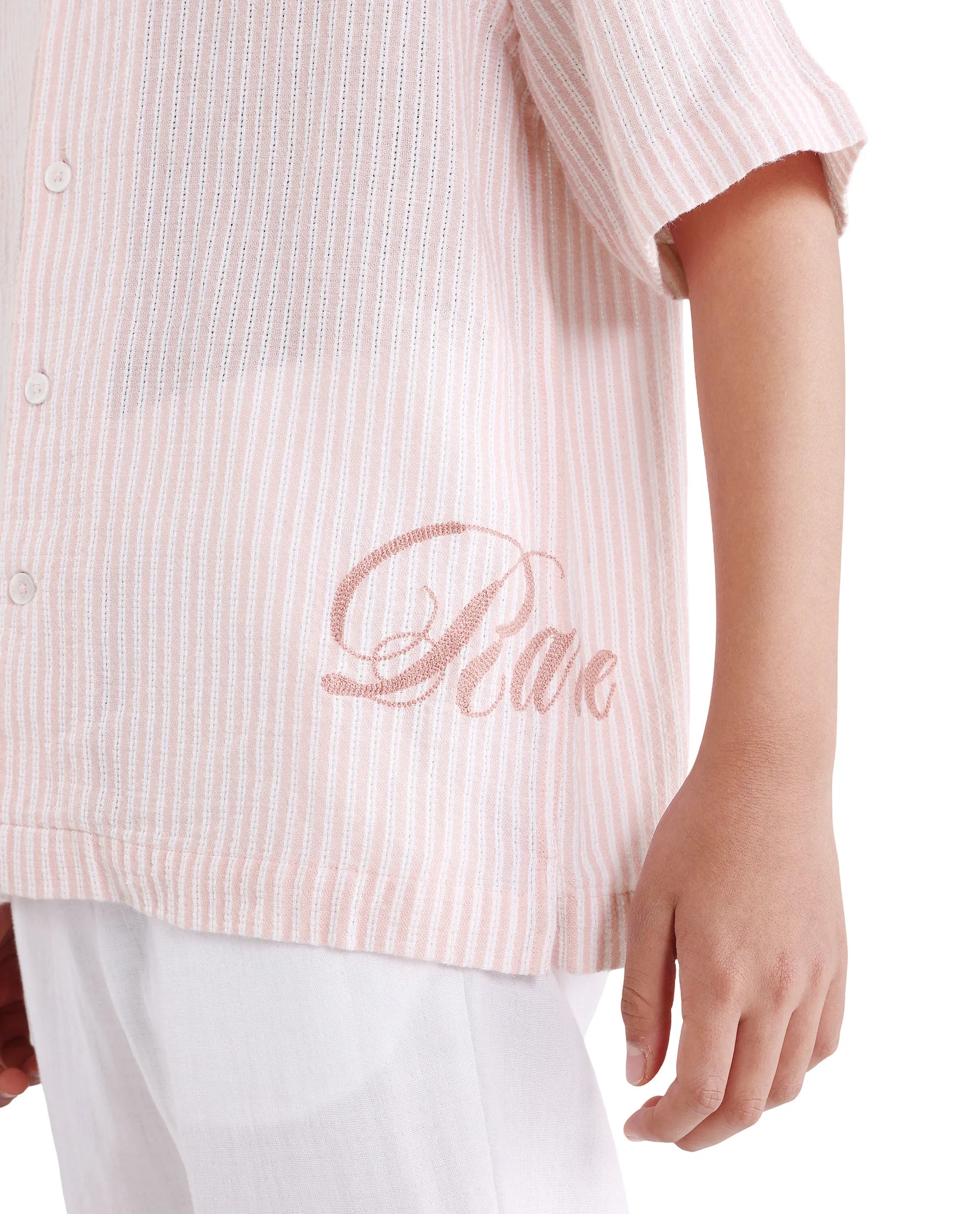 Rare Ones Kids Clyd-S Pastel Pink Linen Blend Button Closure Boxy Fit Shirt