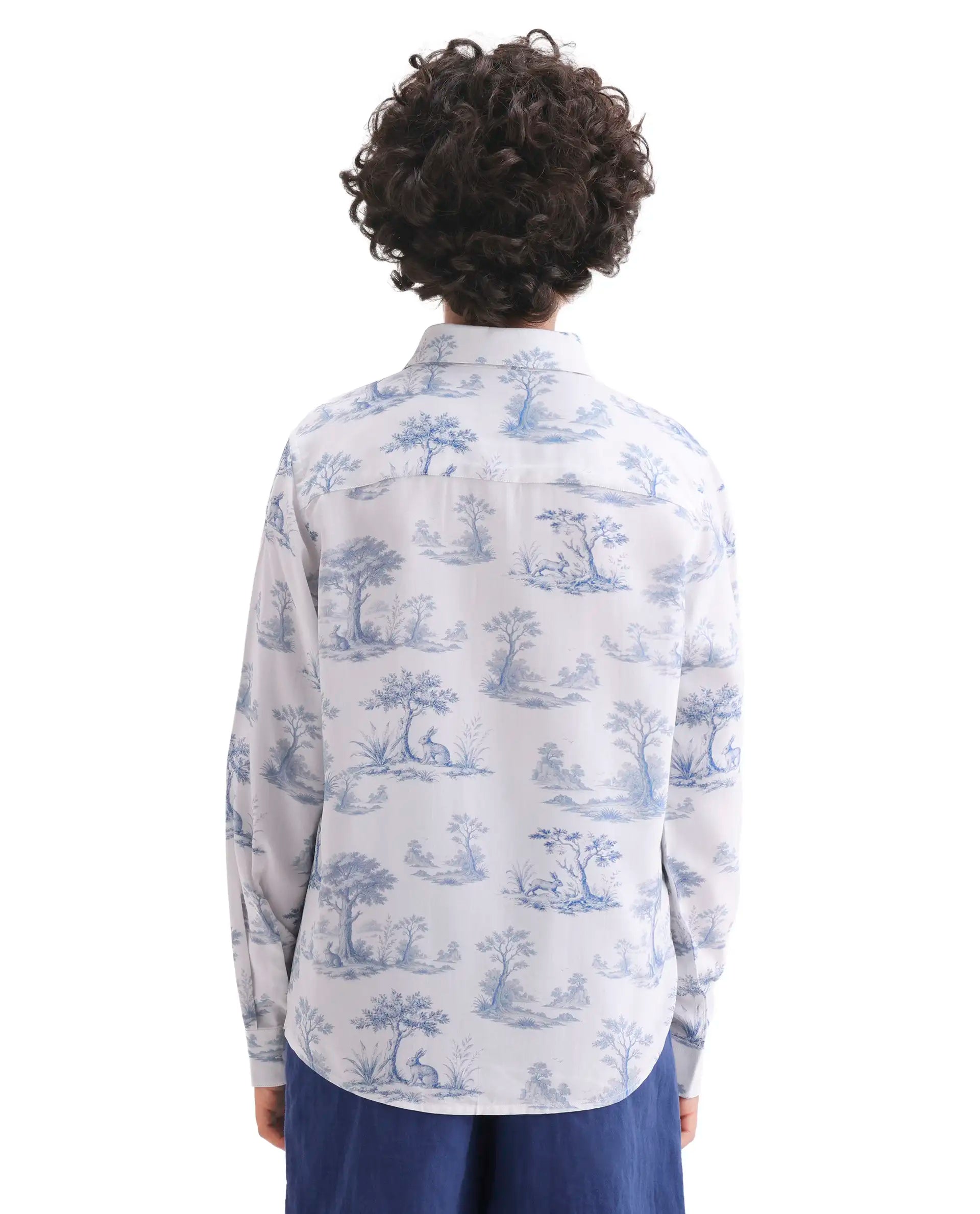 Rare Ones Kids Toile-S Blue Viscose Button Closure Regular Fit Shirt