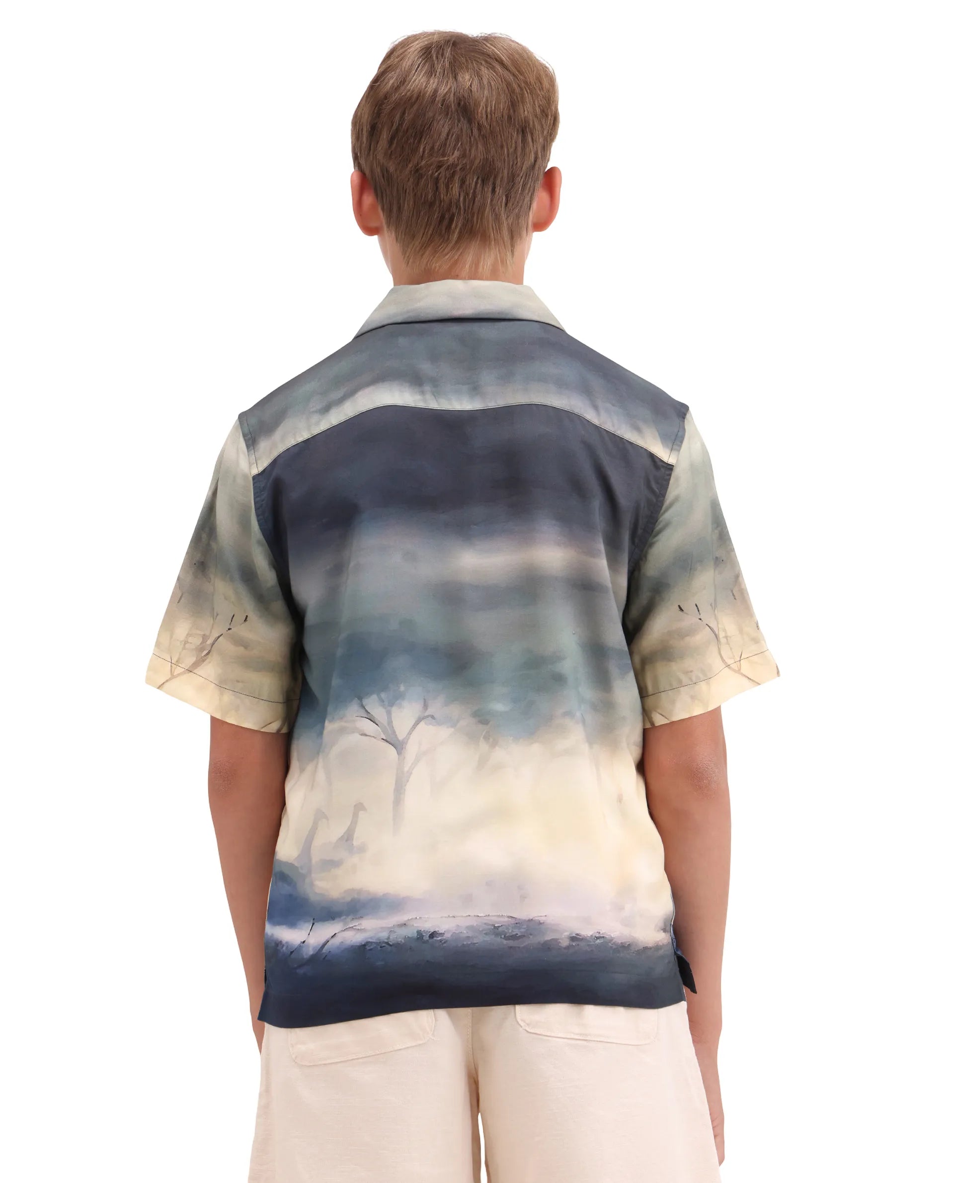 Rare Ones Kids Kenyo-26 Green Viscose Rayon Fabric Button Closure Boxy Fit Shirt