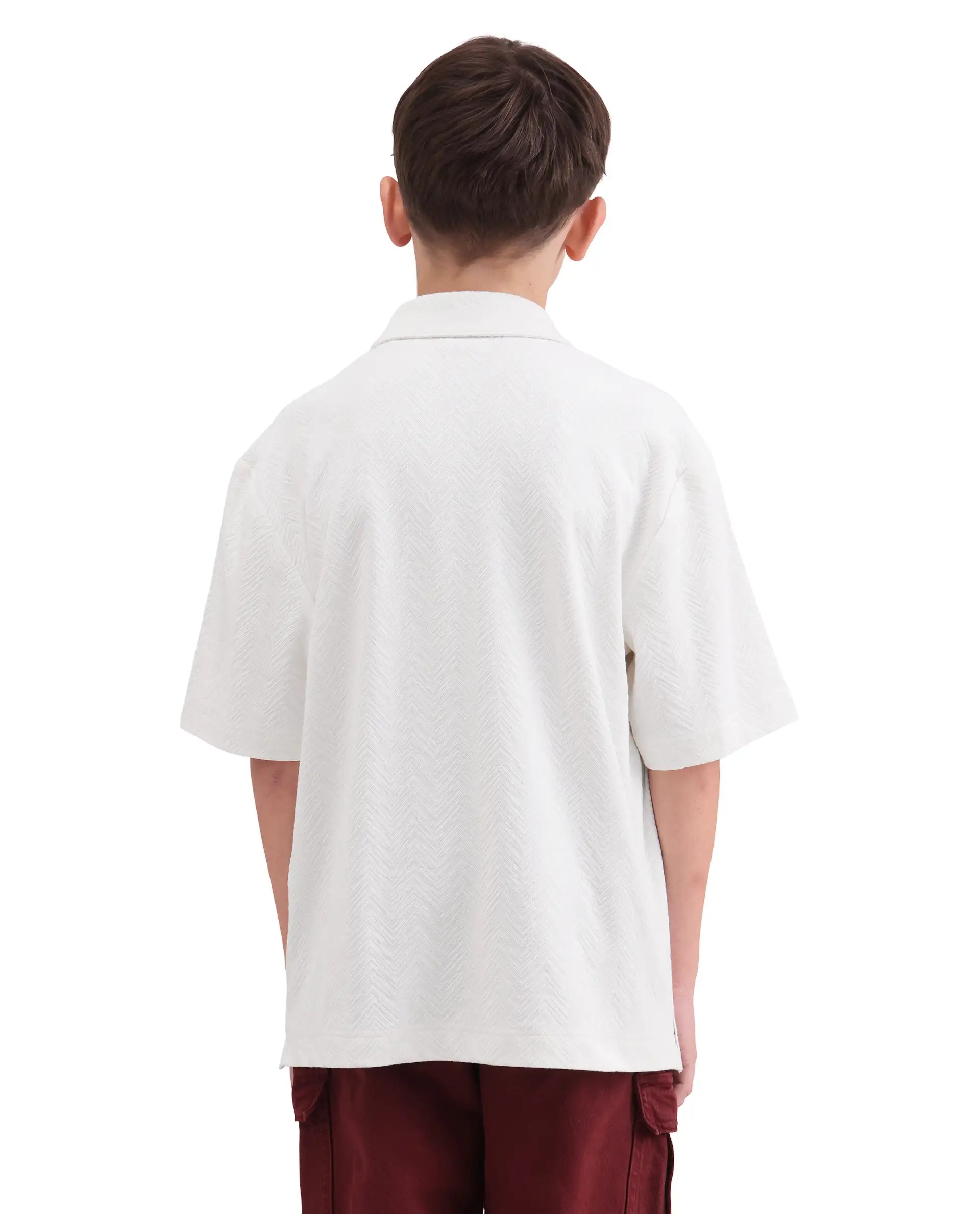Rare Ones Kids Julius-S White Cotton Blend Fabric Button Closure Regular Fit Shirt