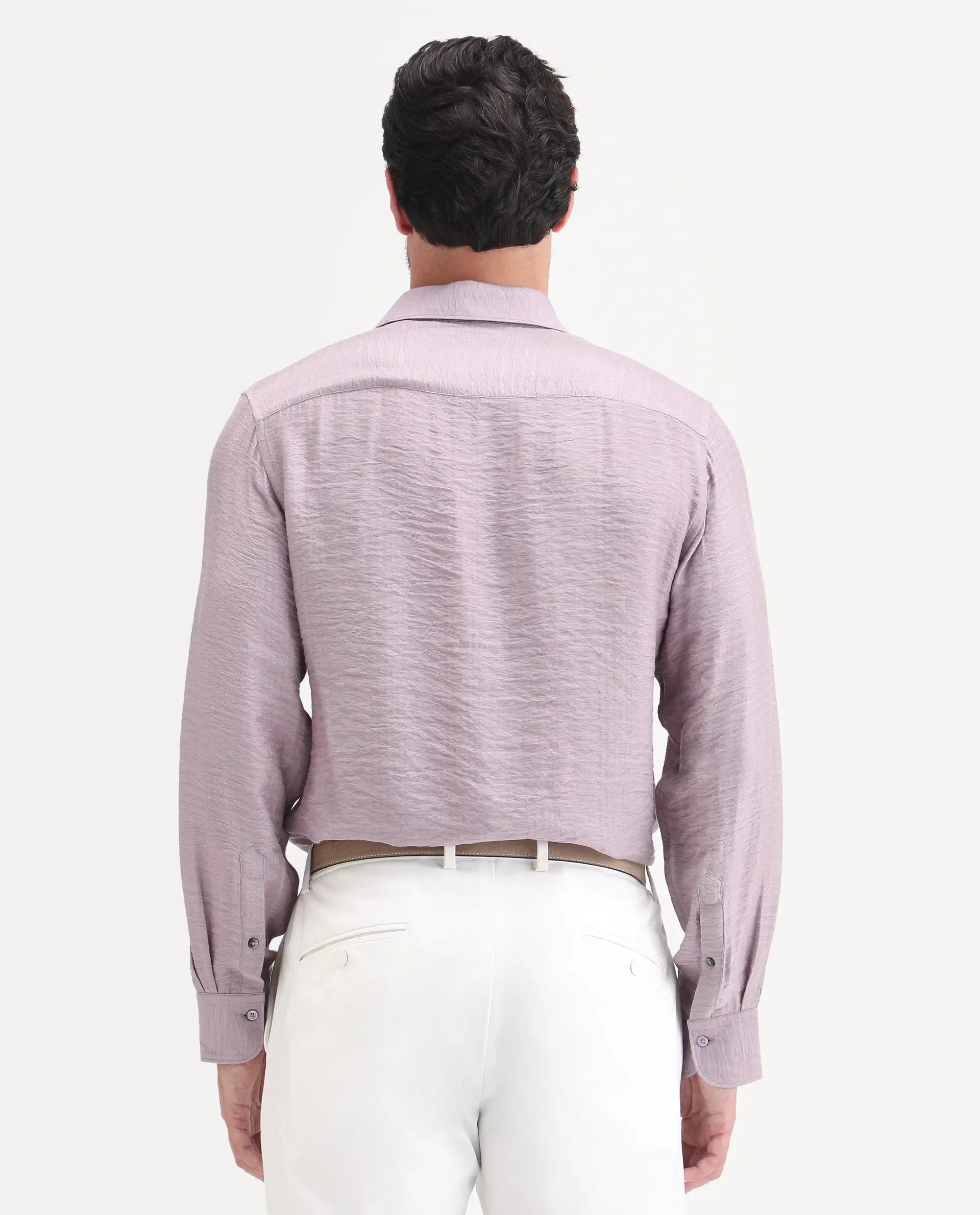 Rare Rabbit Men's Vaxon-26 Pastel Purple Viscose Blend Full Sleeve Spread Collar Regular Fit Checked Shirt