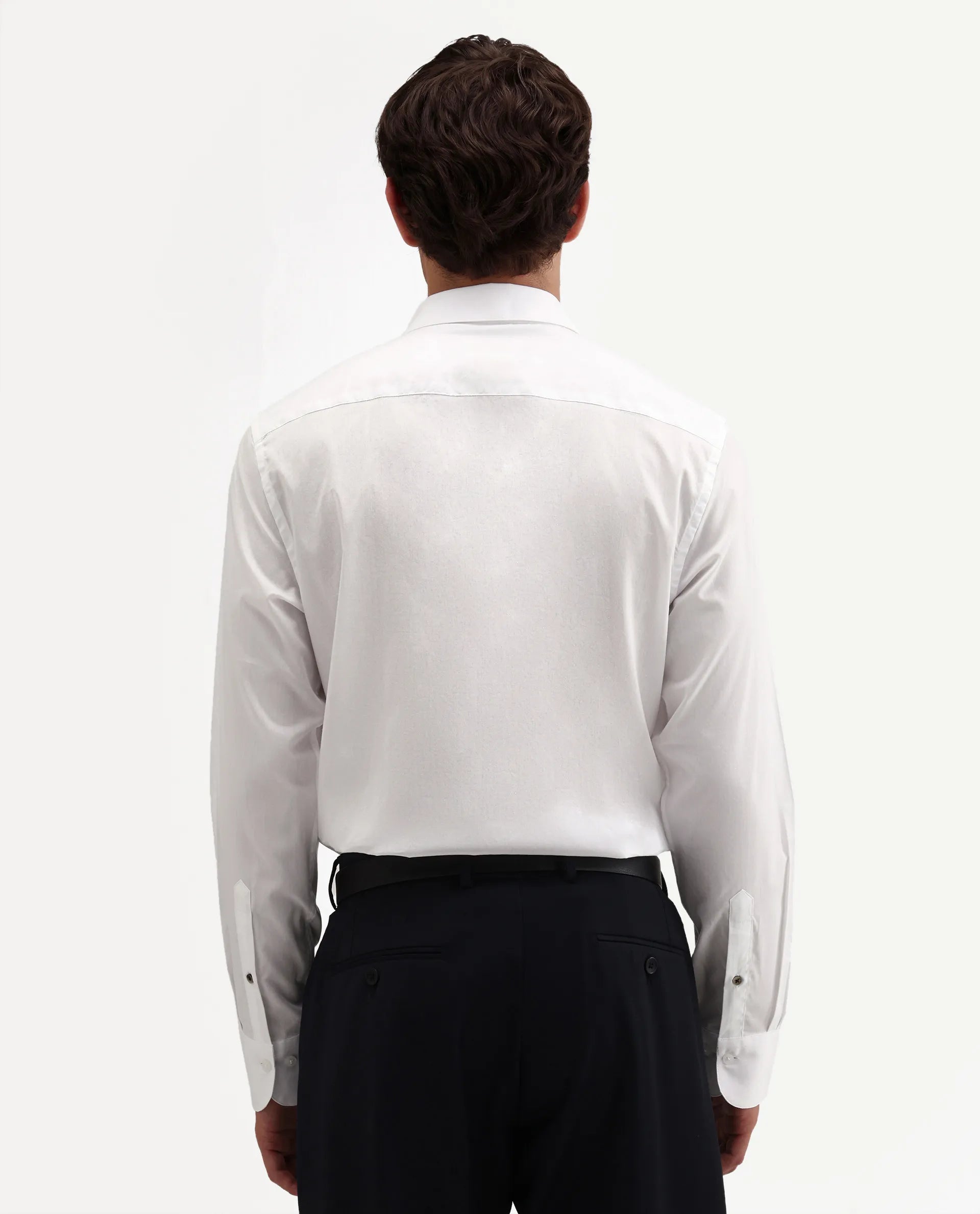 Rare Rabbit Men's Antec White Cotton Blend Fabric Full Sleeve Regular Fit Plain Shirt