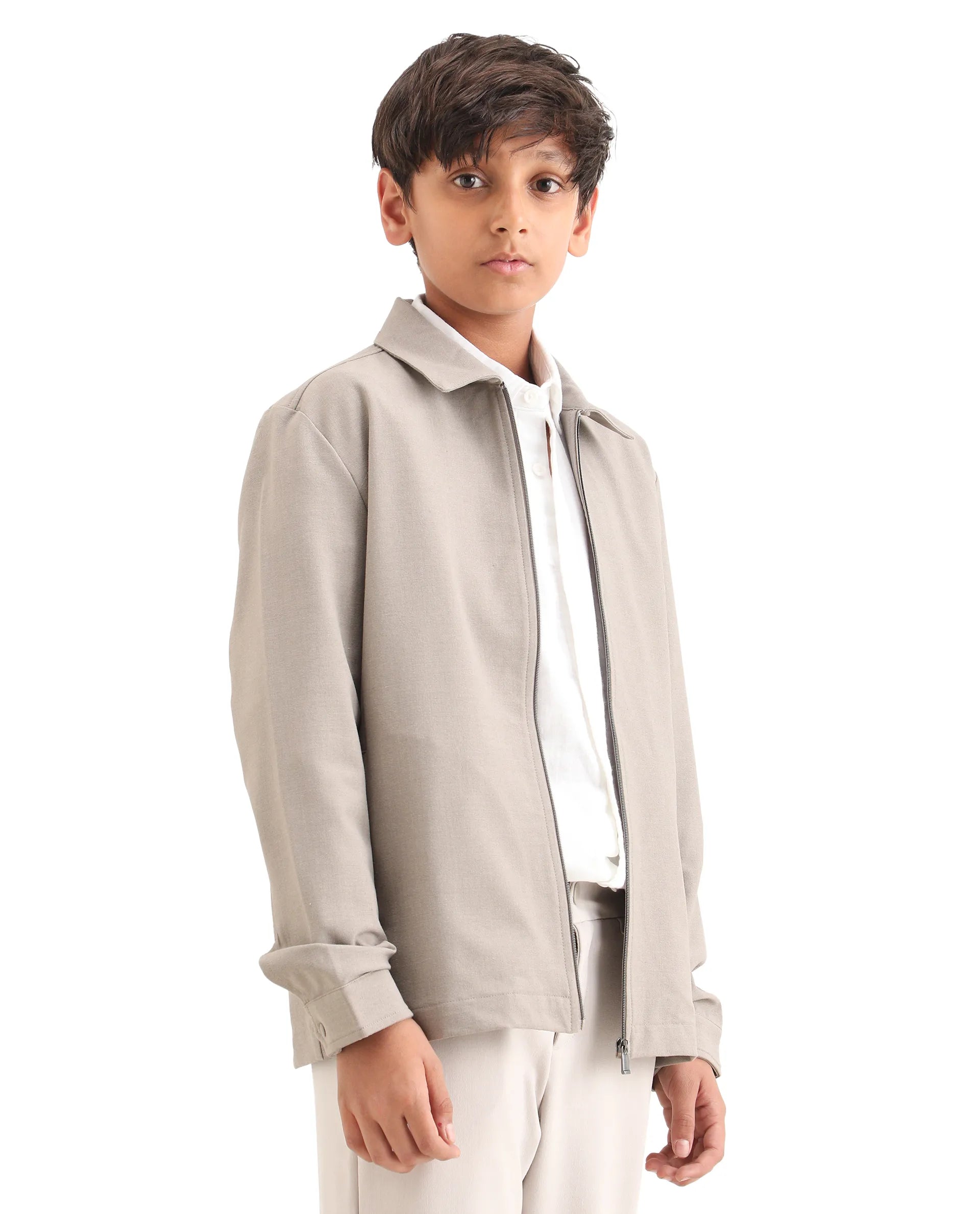 Rare Ones Kids Juan-K 26 Beige Polyester Blend Zipper Closure Regular Fit Shacket