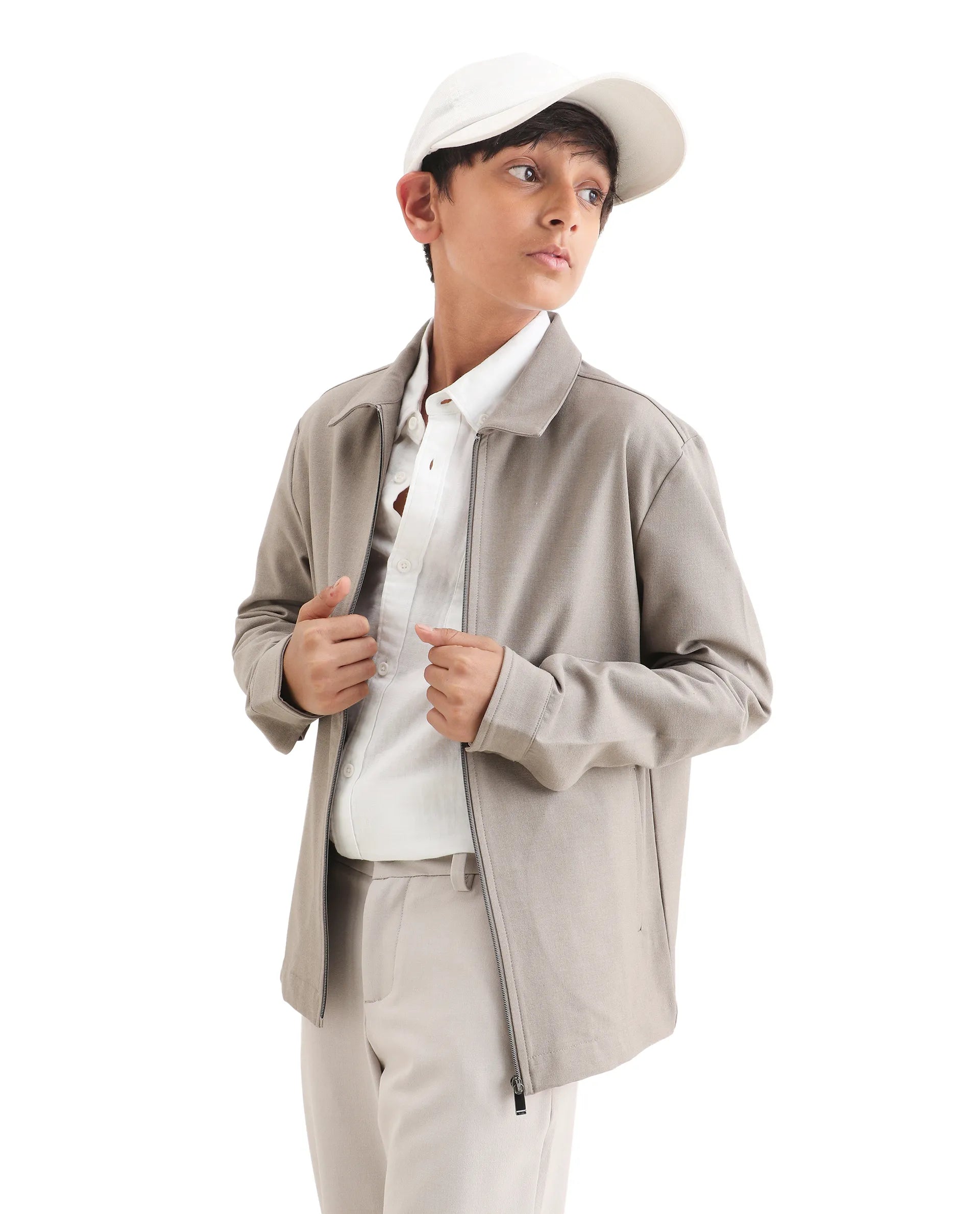 Rare Ones Kids Juan-K 26 Beige Polyester Blend Zipper Closure Regular Fit Shacket