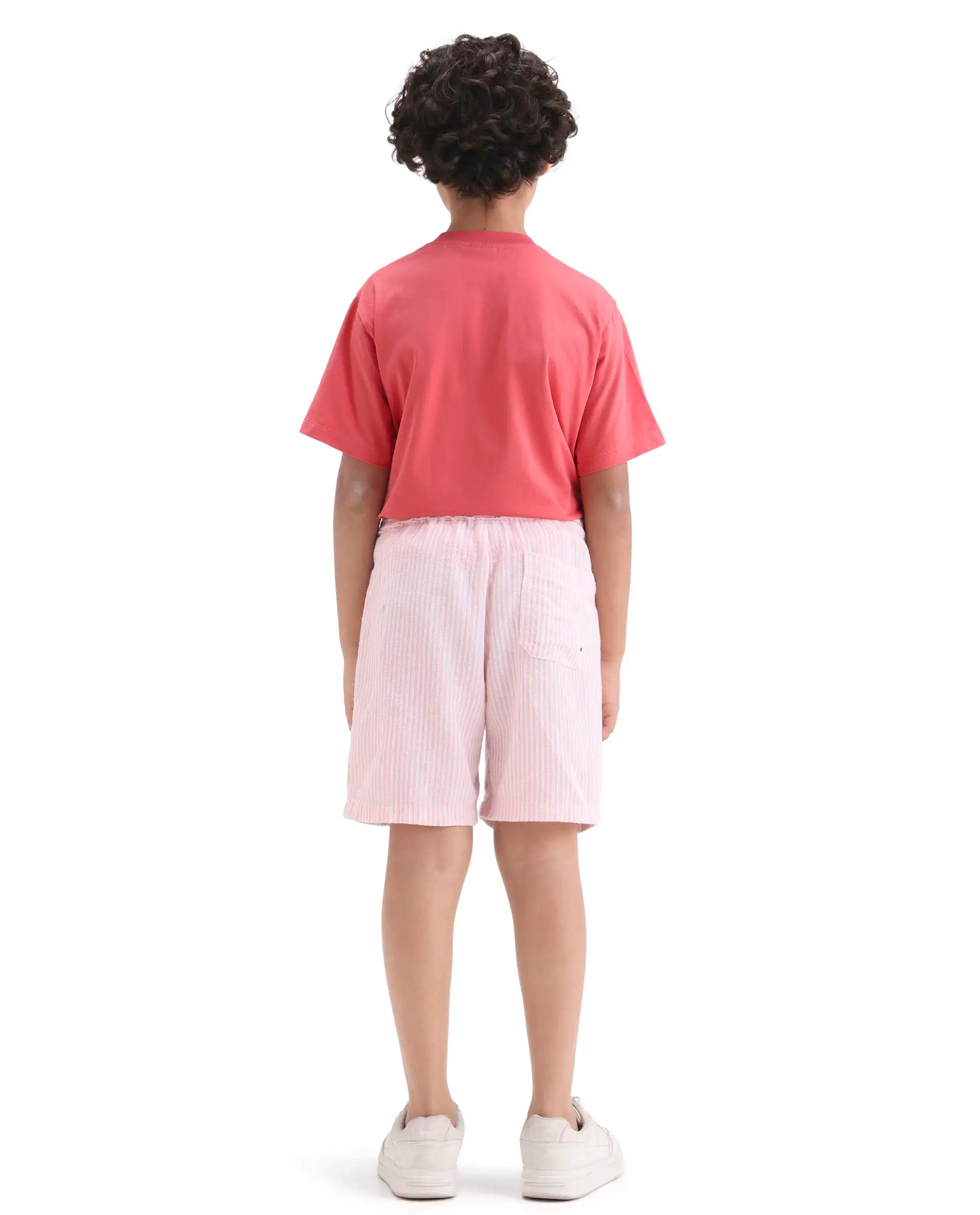 Rare Ones Kids Clyd-B Pink Linen Blend Button Closure Regular Fit Shorts