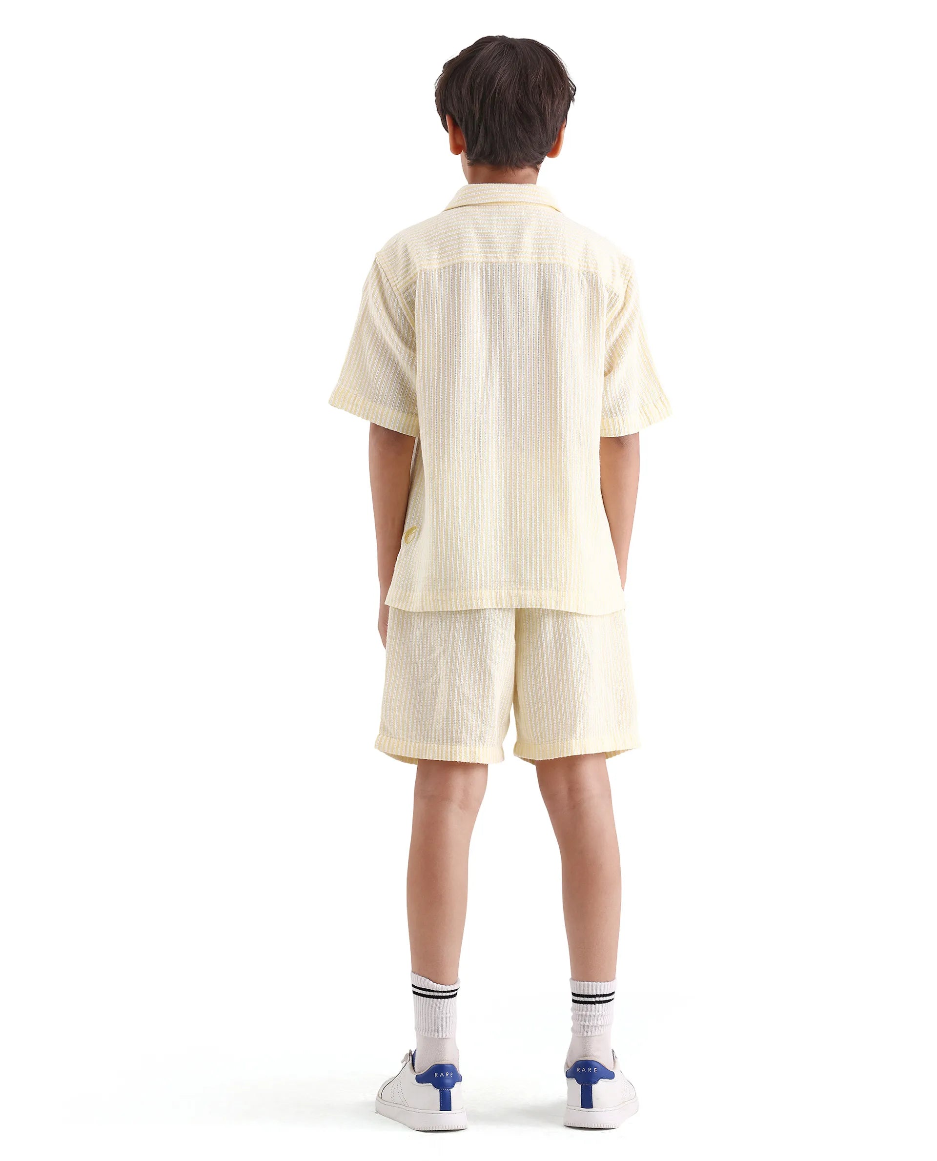 Rare Ones Kids Clyd-B Yellow Linen Blend Button Closure Regular Fit Shorts