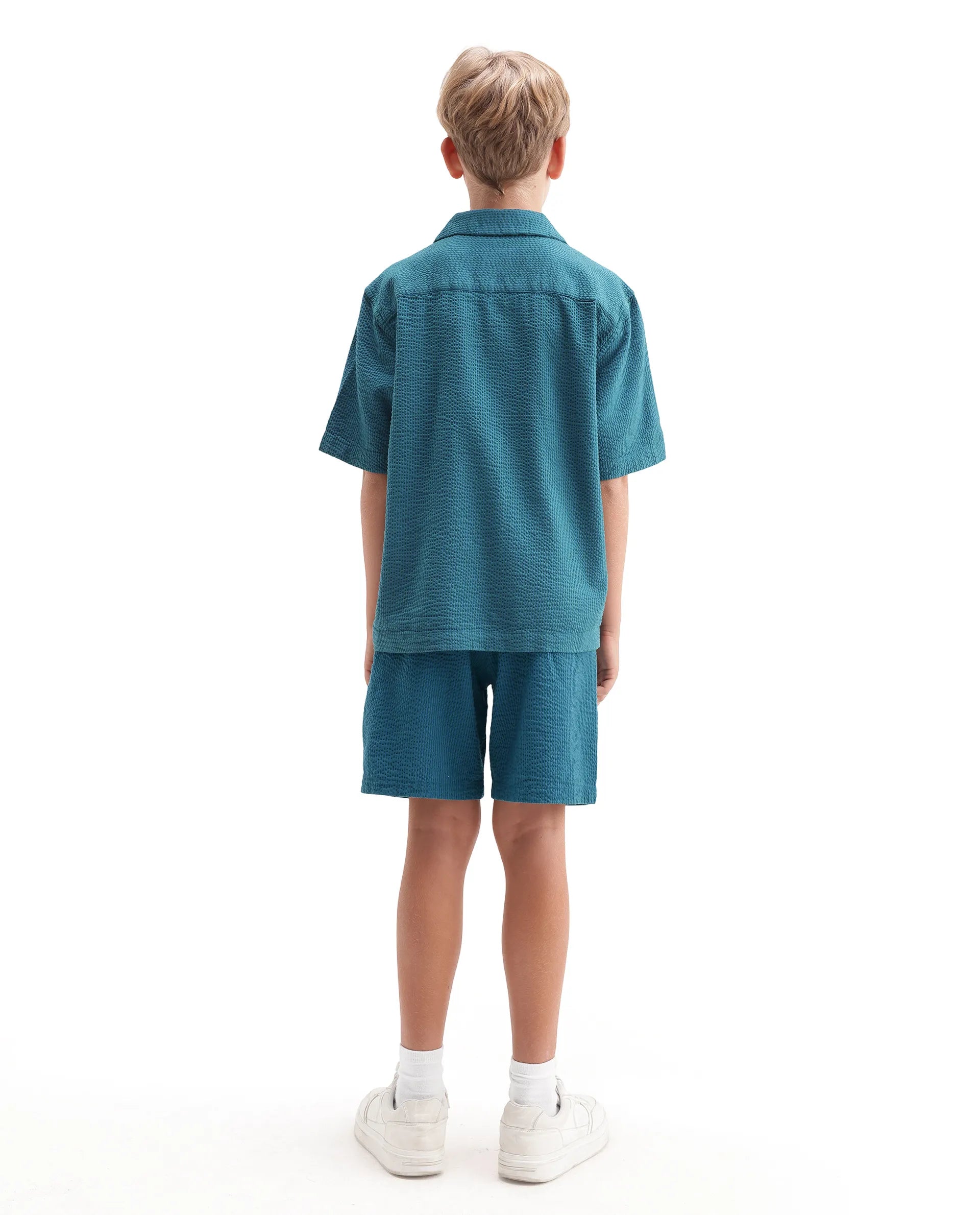 Rare Ones Kids Tesso-B Turq Cotton Button Closure Regular Fit Shorts