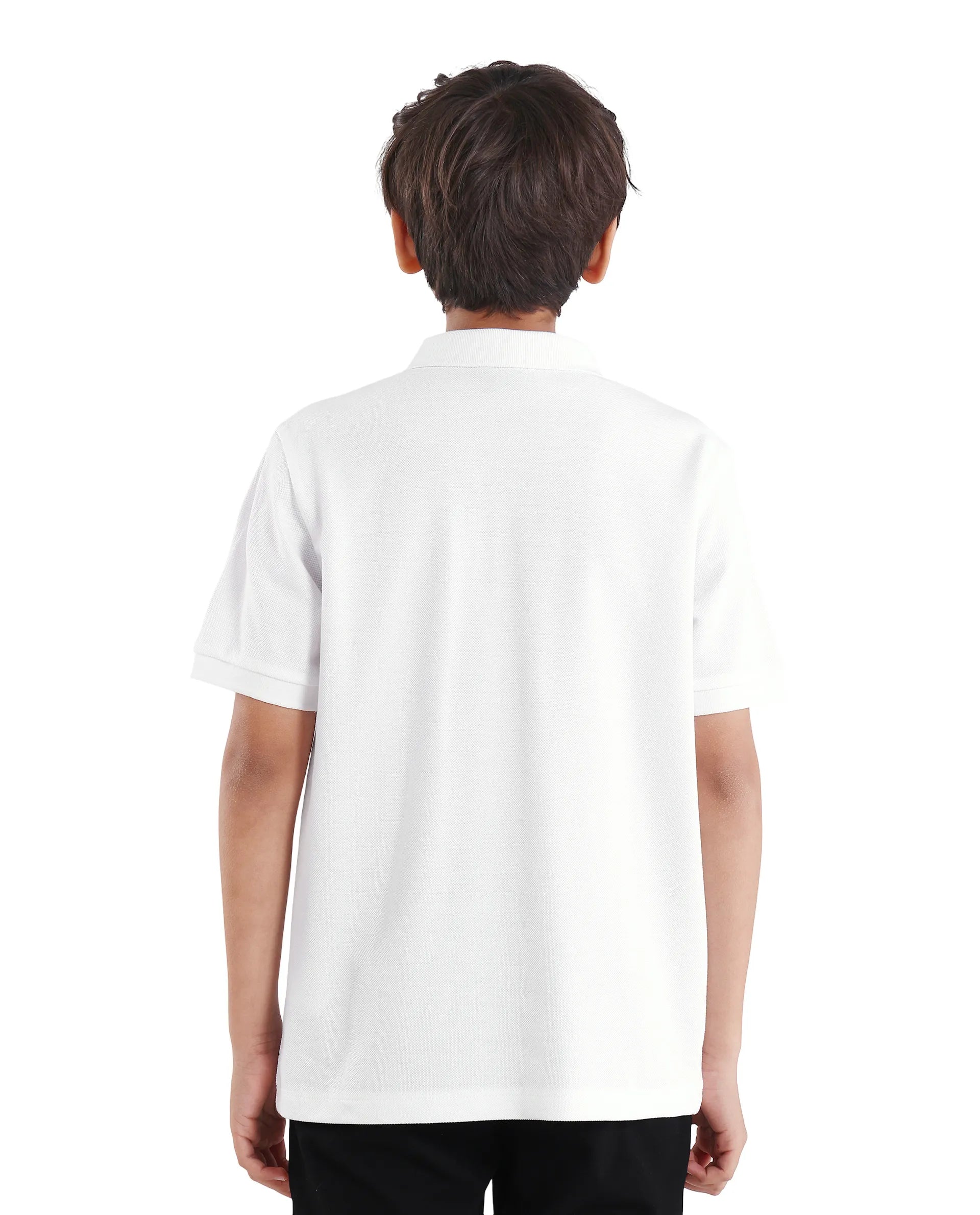 Rare Ones Kids Zorah White Cotton Button Closure Pigment Print Regular Fit Polo