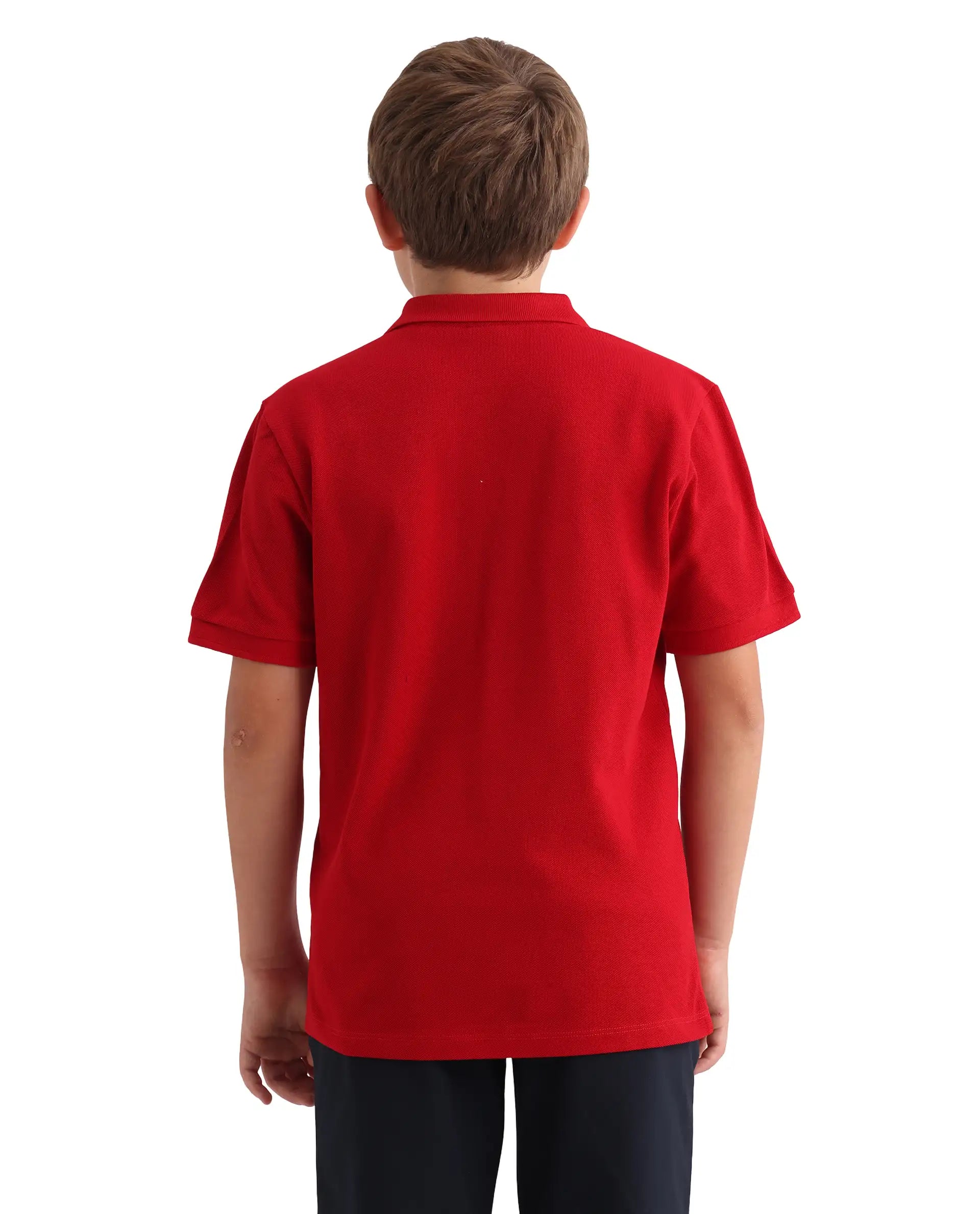 Rare Ones Kids Zorah Red Cotton Button Closure Pigment Print Regular Fit Polo